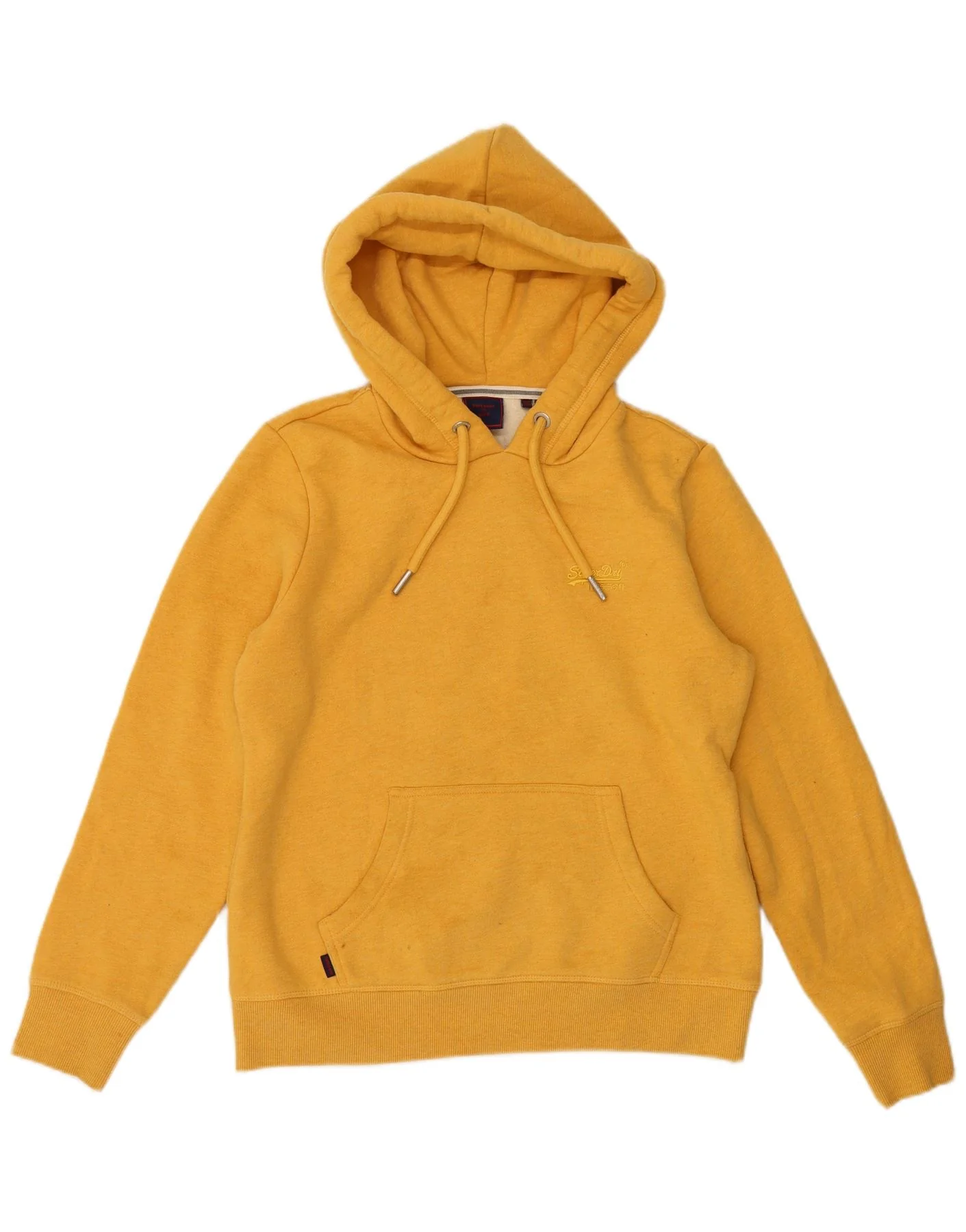 Superdry Womens Hoodie Jumper UK 12 Medium Yellow Cotton