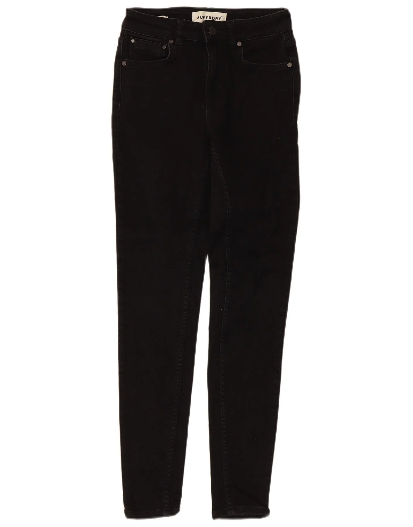Superdry Womens Skinny Jeans W24 L30 Black Cotton