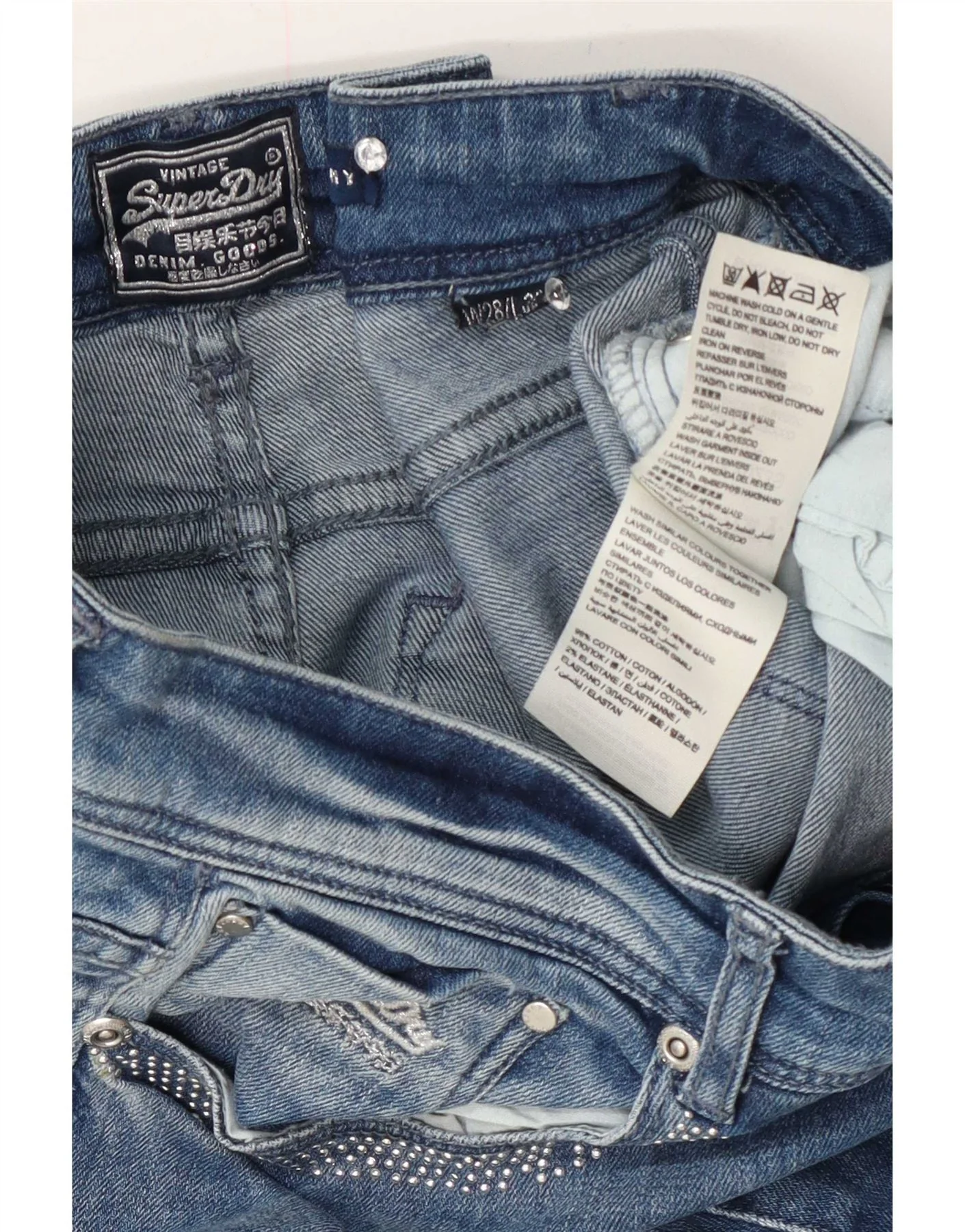 Superdry Womens Skinny Jeans W28 L32 Blue Cotton - Image 3