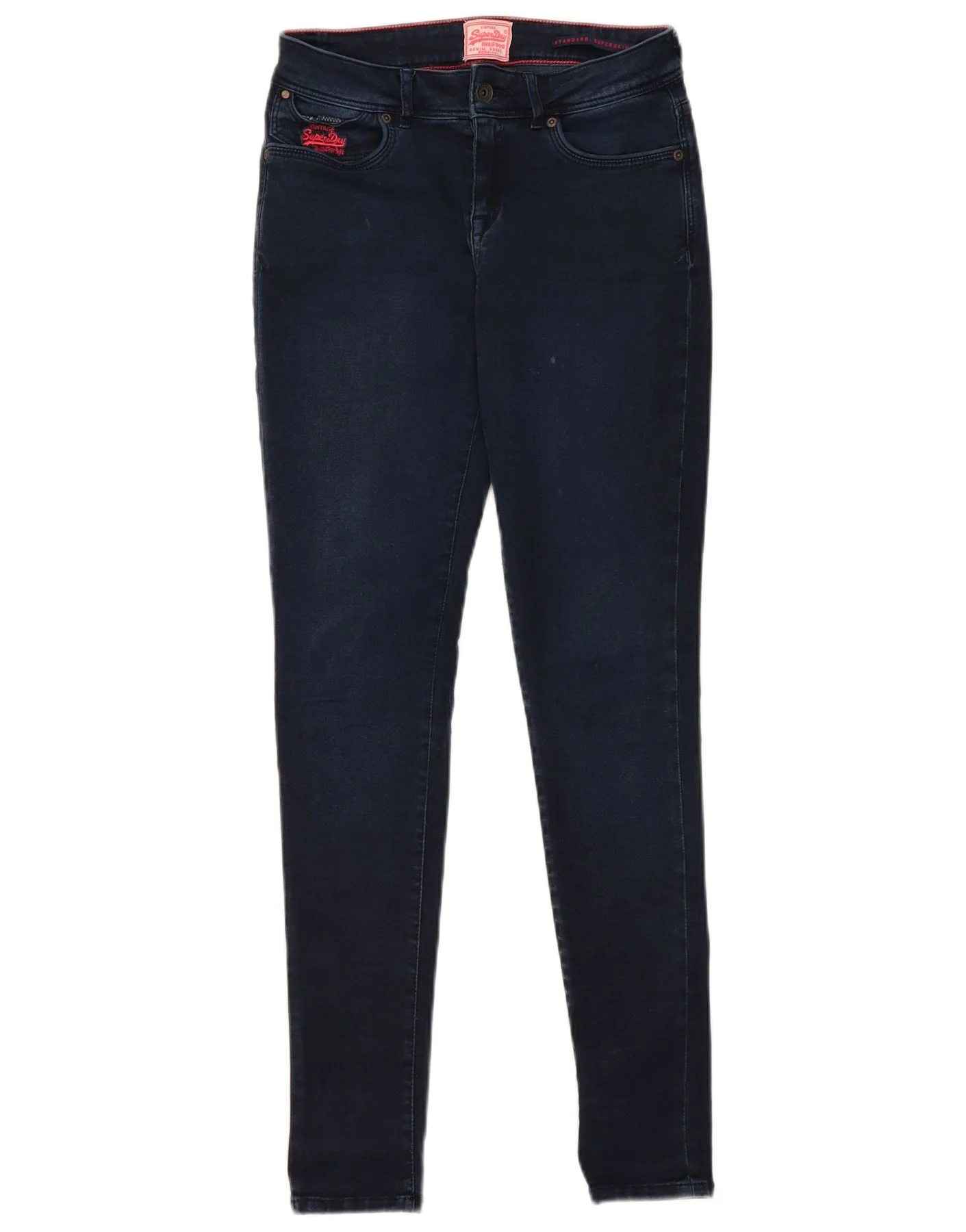 Superdry Womens Standard Super Skinny Jeans W26 L30 Navy Blue Cotton