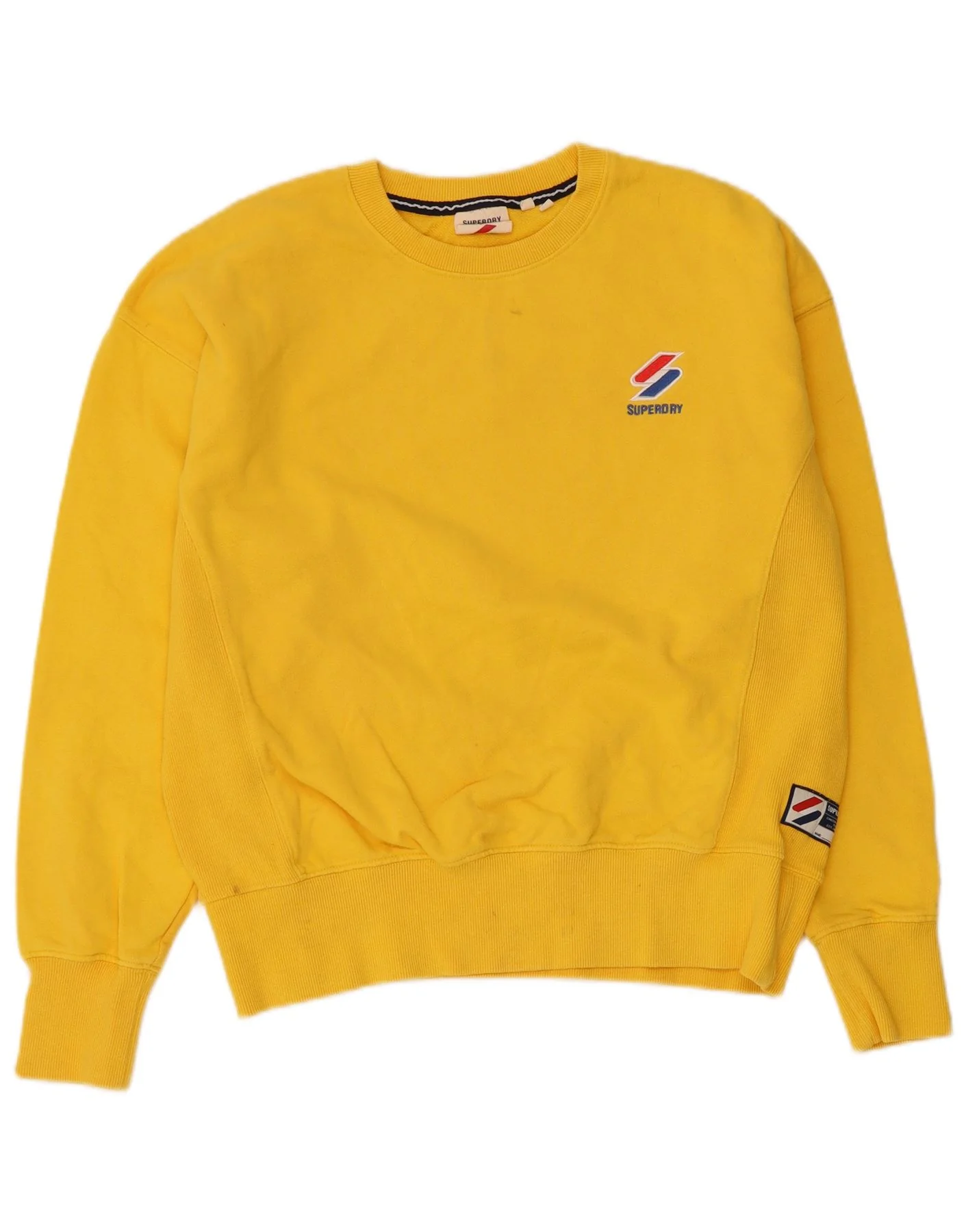 Superdry Womens Sweatshirt Jumper UK 14 Large Yellow Cotton