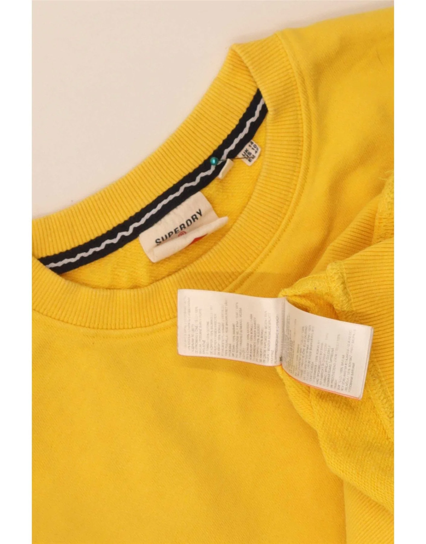 Superdry Womens Sweatshirt Jumper UK 14 Large Yellow Cotton - Image 4