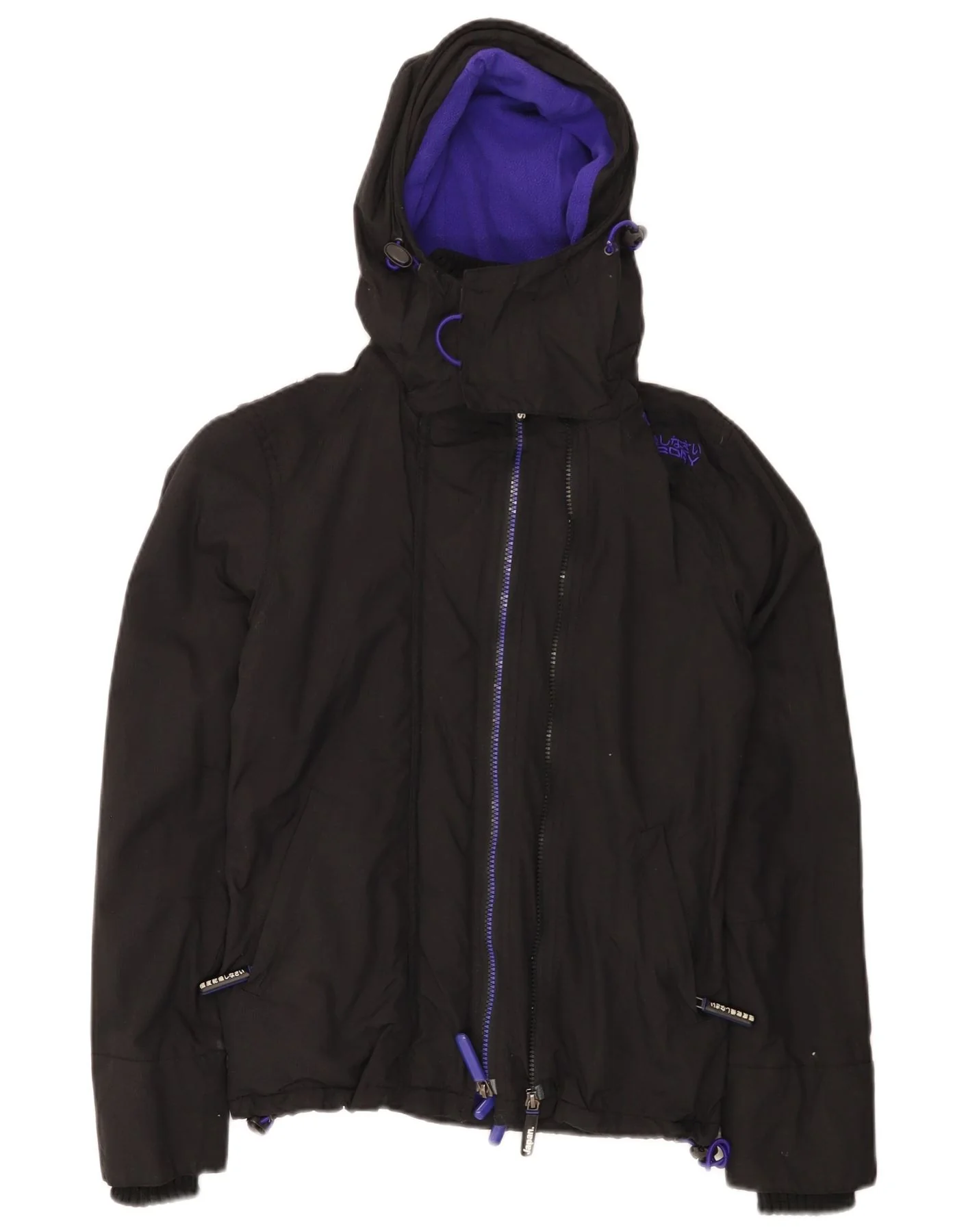 Superdry Womens The Windcheater Graphic Windbreaker Jacket UK 2 2XS Black