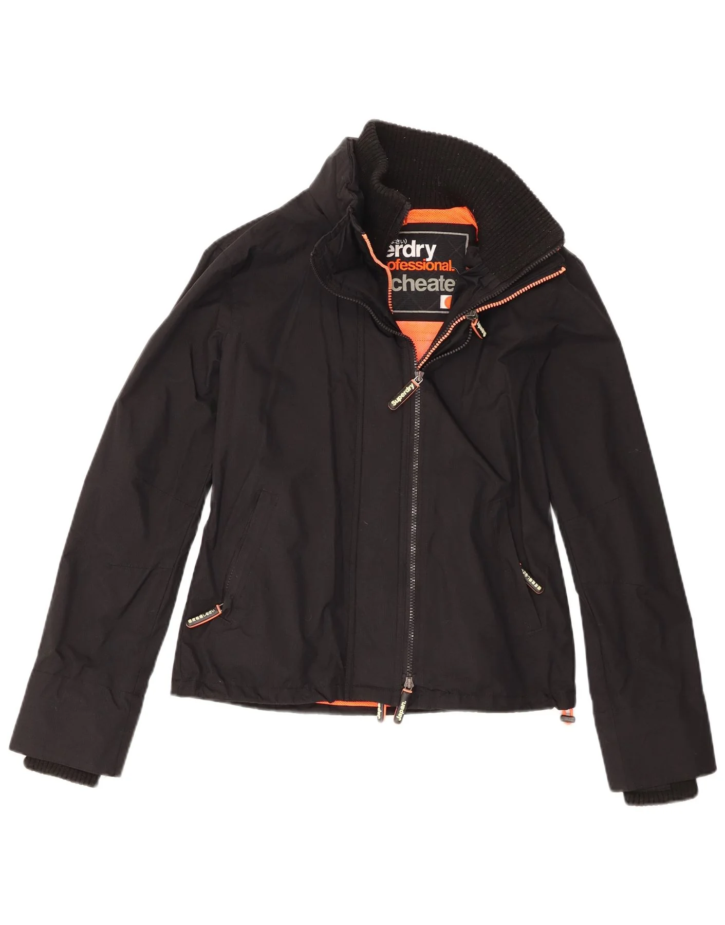 Superdry Womens The Windcheater Rain Jacket UK 14 Large Black Nylon