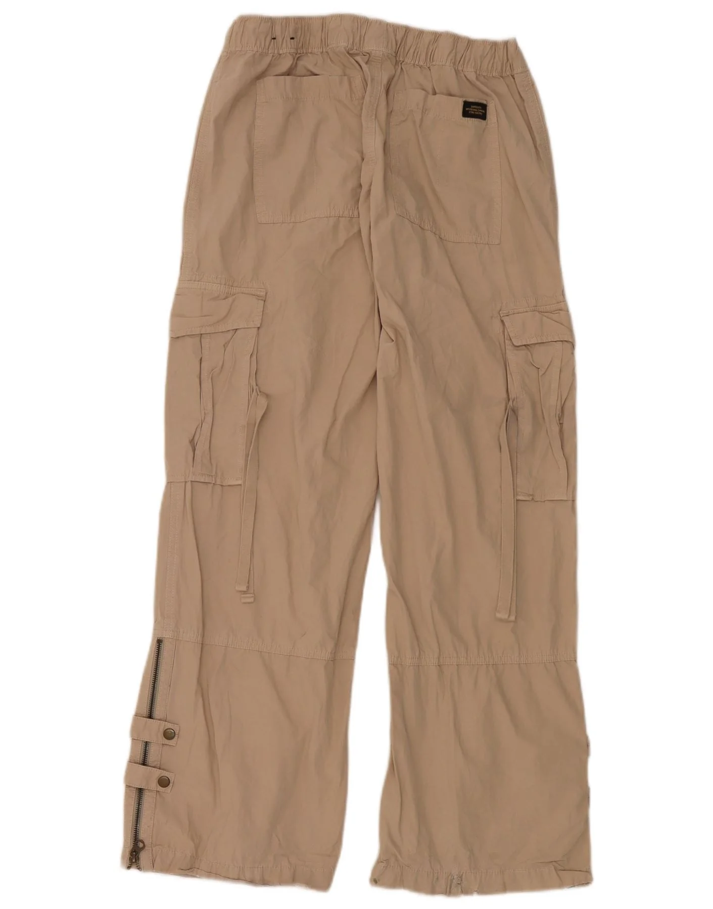 Superdry Womens Wide Leg Cargo Trousers W28 L32 Beige Cotton - Image 2