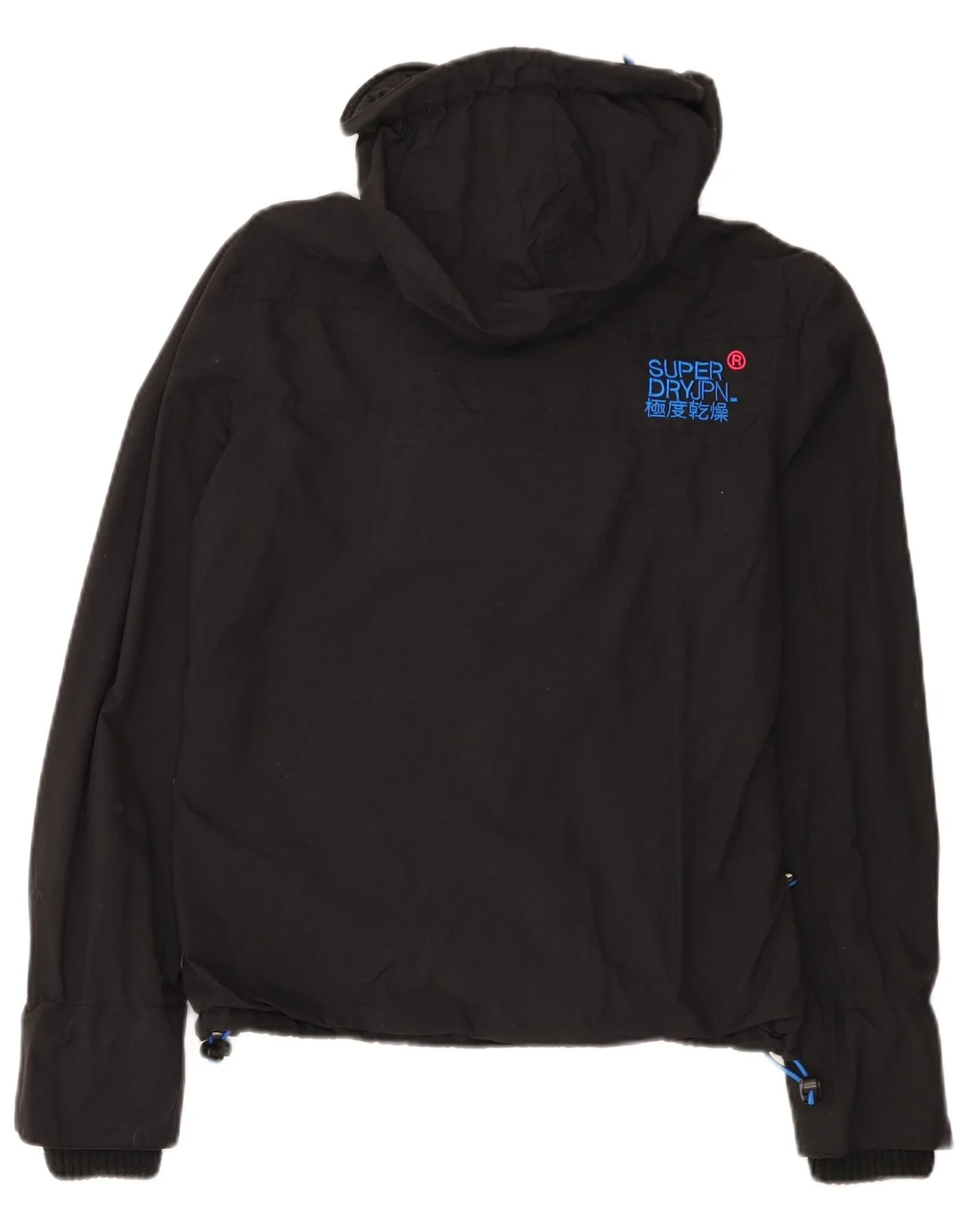 Superdry Womens Windcheater Hooded Rain Jacket UK 14 Medium Black Nylon - Image 2