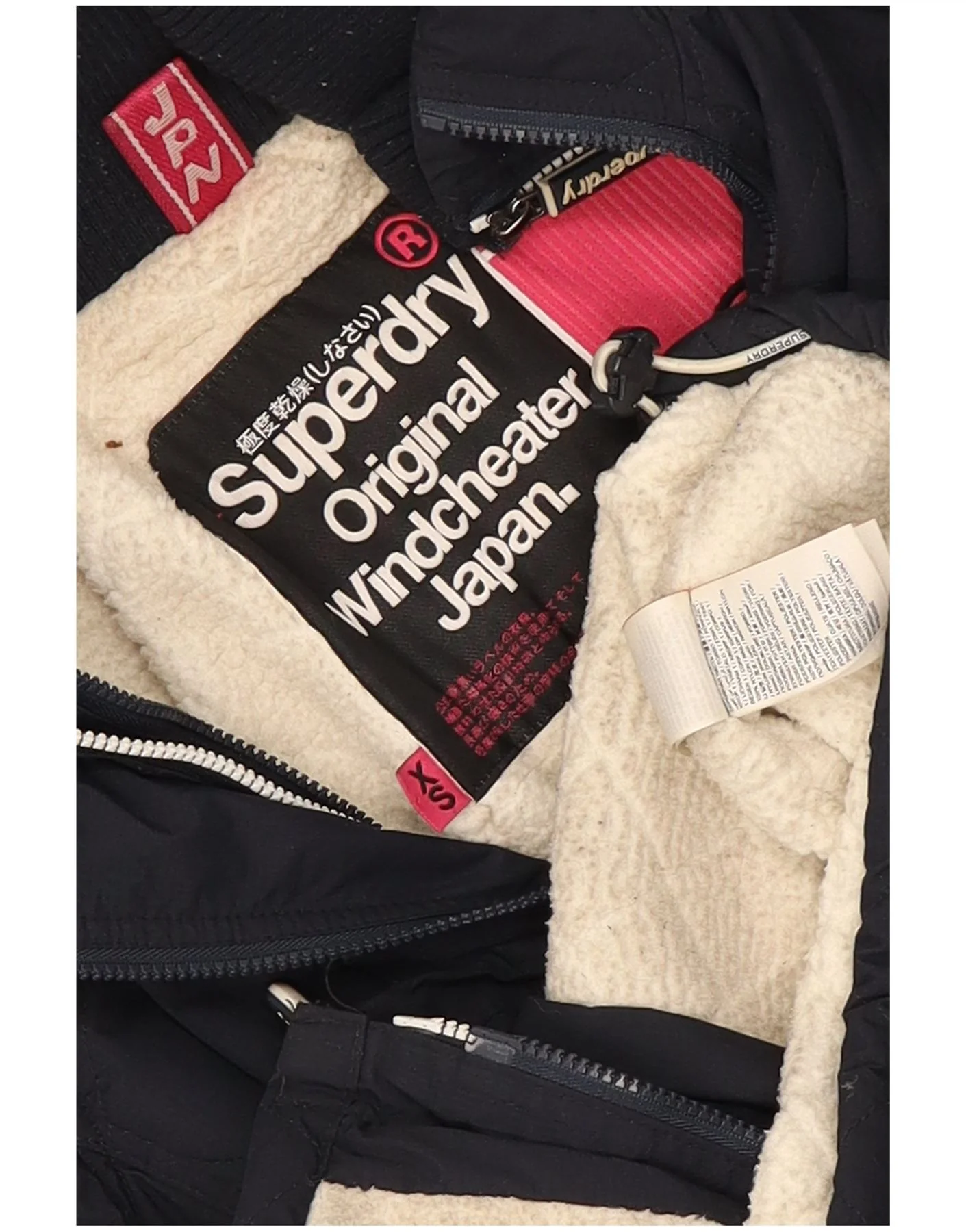 Superdry Womens Windcheater Sherpa Windbreaker Jacket UK 6 XS Navy Blue - Image 3