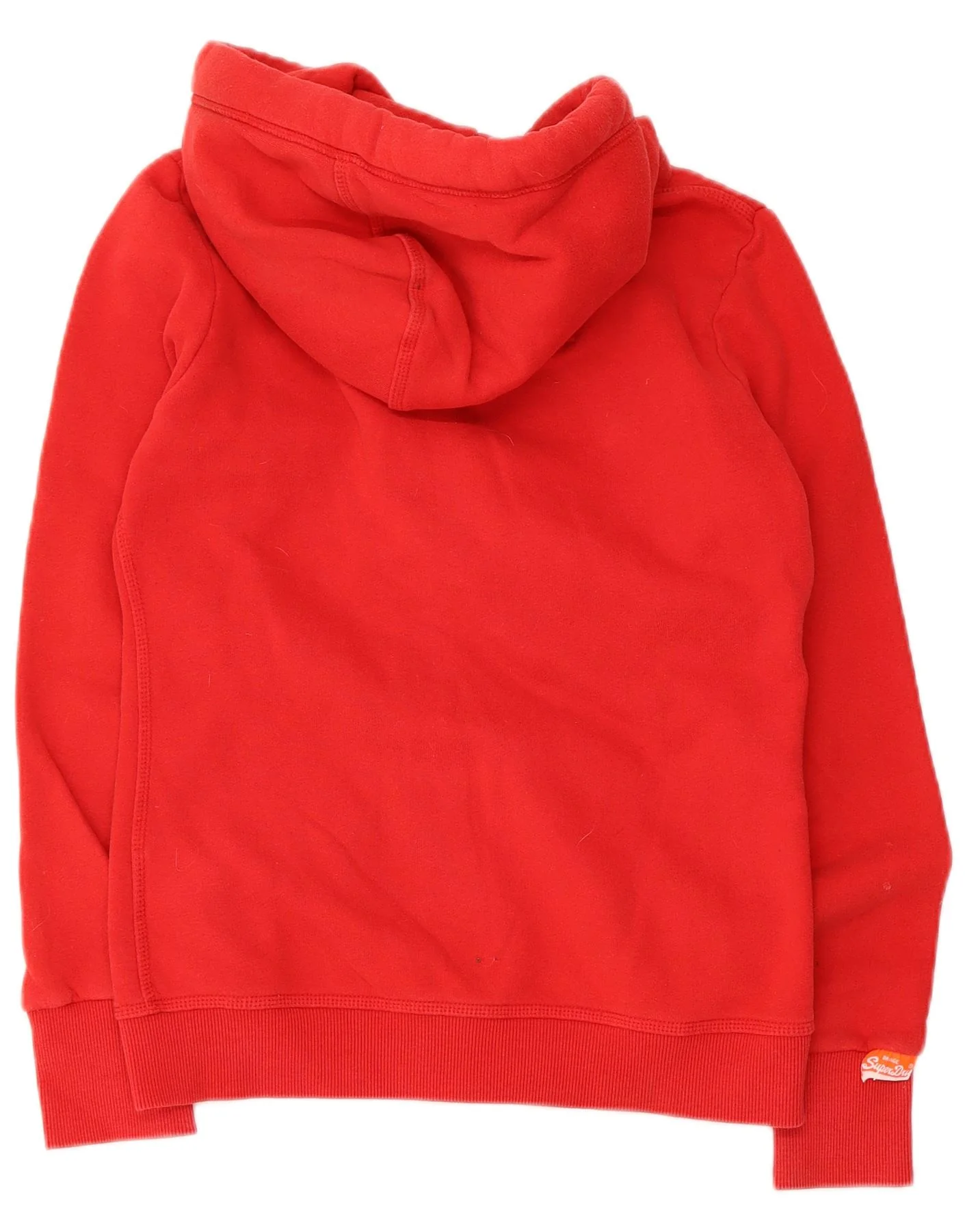 Superdry Womens Zip Hoodie Sweater UK 10 Small Red Cotton - Image 2