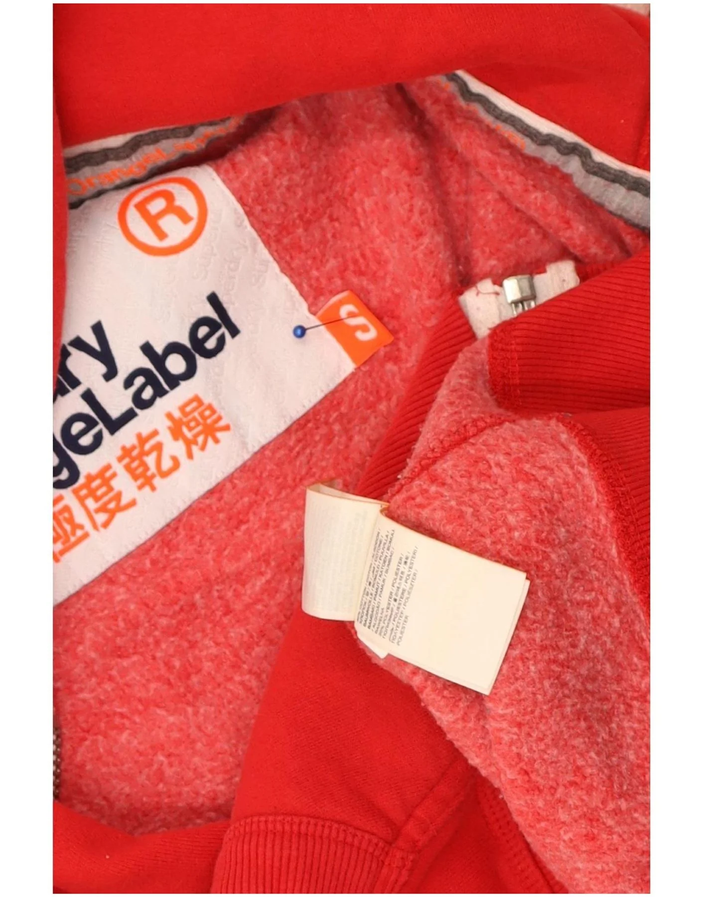 Superdry Womens Zip Hoodie Sweater UK 10 Small Red Cotton - Image 3