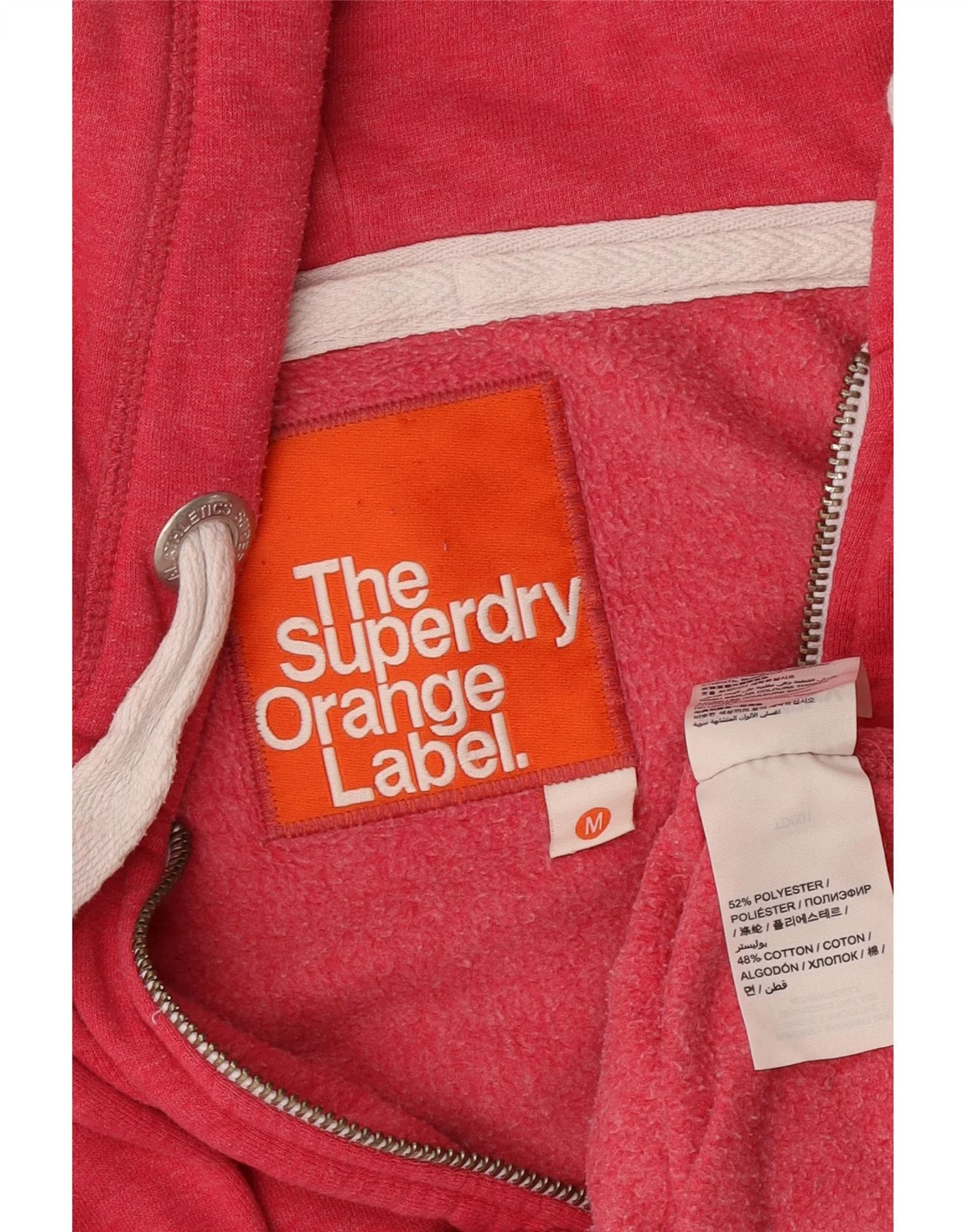 Superdry Womens Zip Hoodie Sweater UK 14 Medium Pink Polyester - Image 3