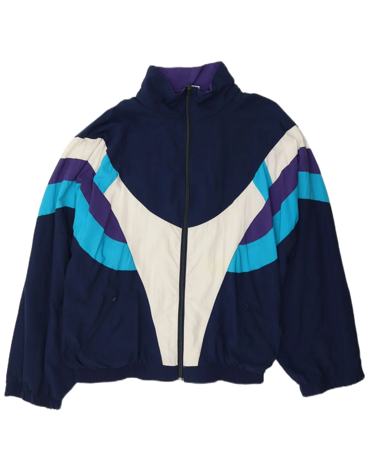 Tactel Mens Tracksuit Top Jacket 2XL Navy Blue Colourblock Polyamide