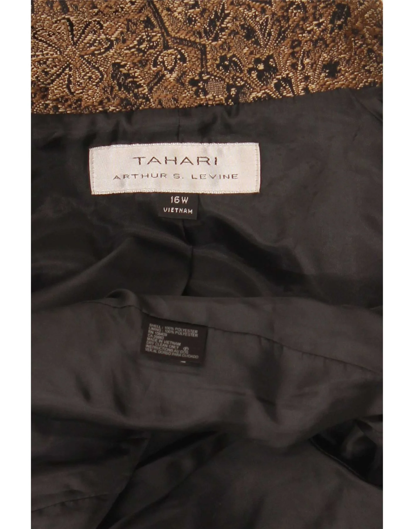 Tahari Womens 3/4 Sleeve 3 Button Blazer Jacket US 16 2XL Brown Paisley - Image 3