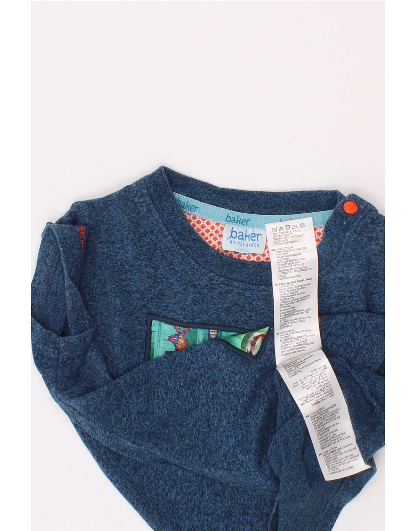 Ted Baker Baby Boys Graphic T-Shirt Top 18-24 Months Navy Blue Flecked - Image 3