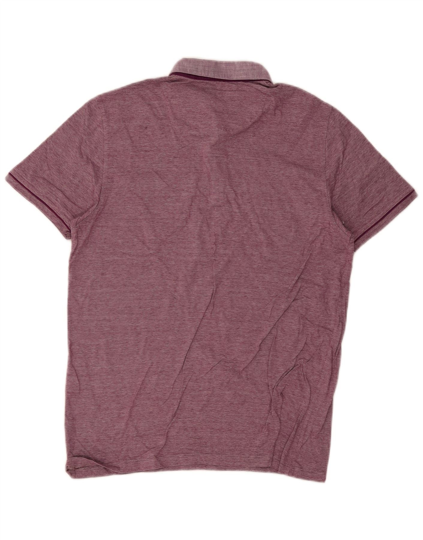 Ted Baker Mens Polo Shirt Size 4 Large Purple Pinstripe Cotton - Image 2