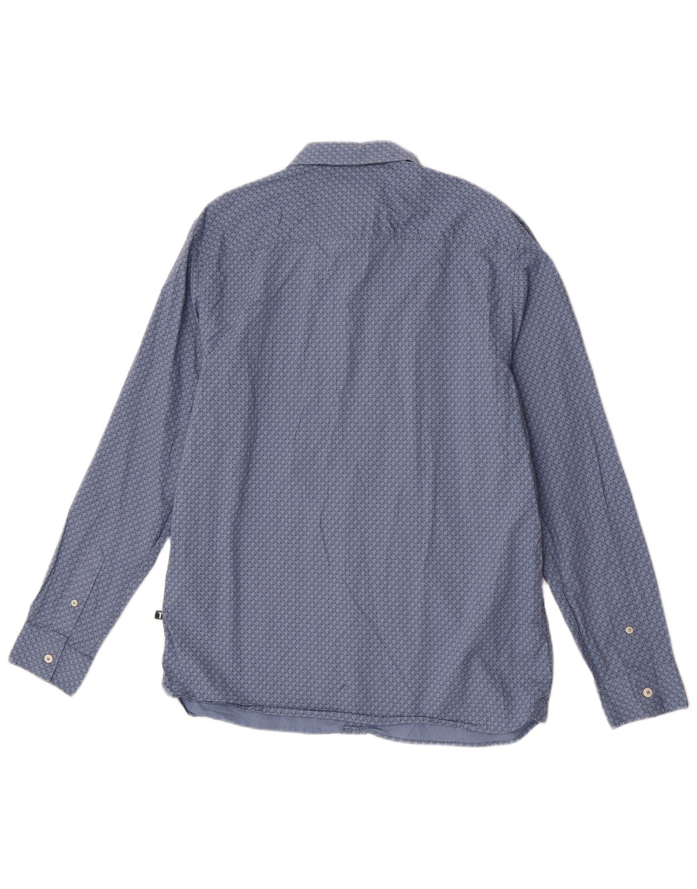 Ted Baker Mens Shirt Size 4 Large Blue Geometric Cotton - Image 2