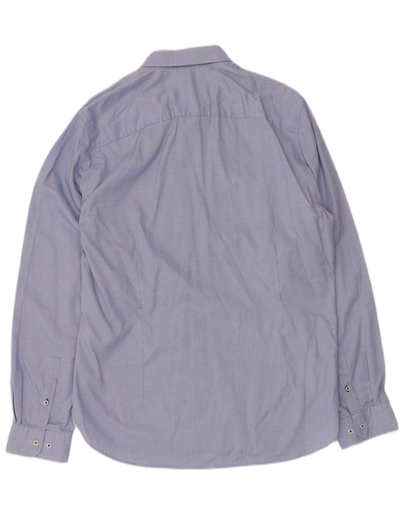 Ted Baker Mens Slim Fit Shirt Size 16 1/2 Large Blue Check Cotton - Image 2