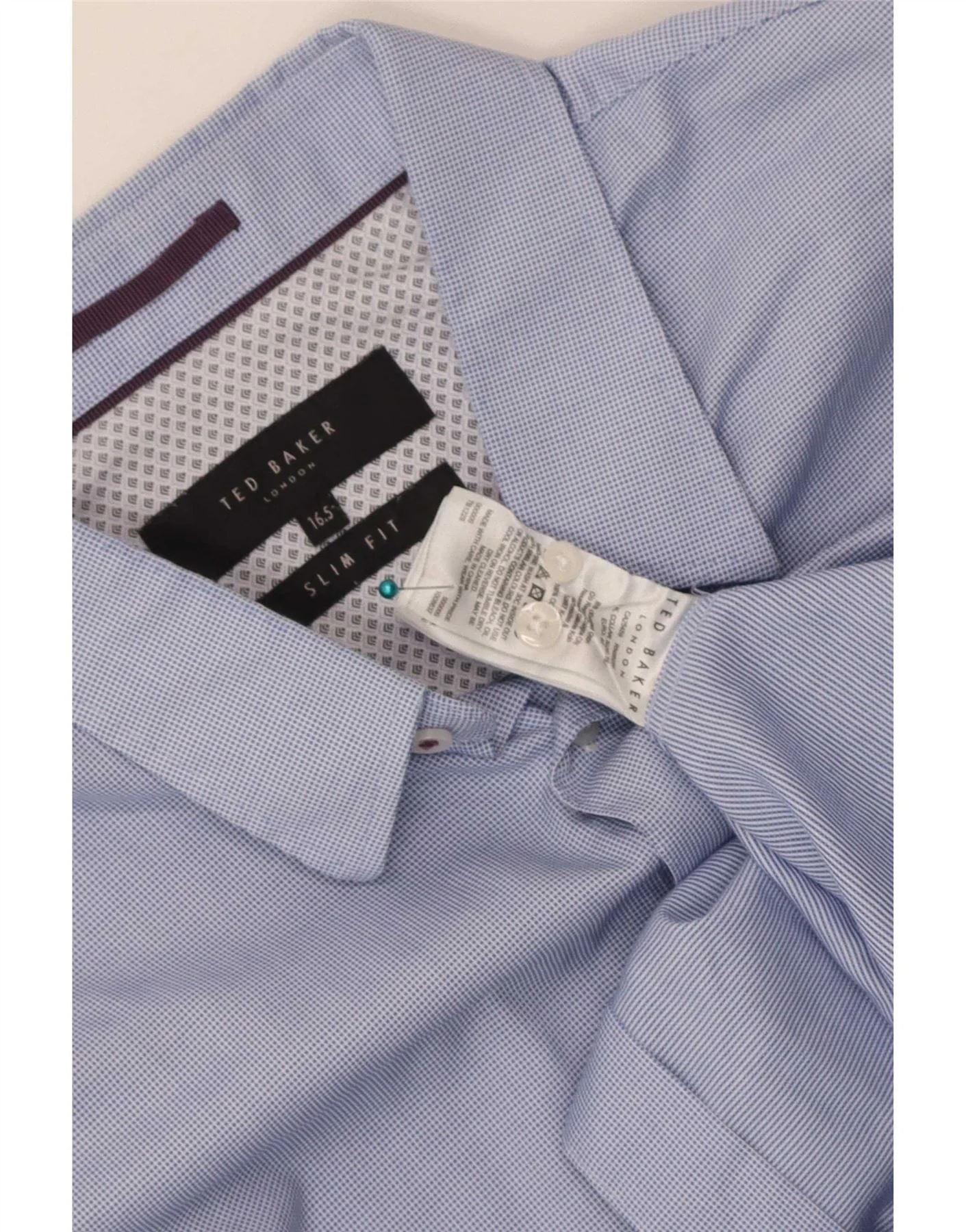 Ted Baker Mens Slim Fit Shirt Size 16 1/2 Large Blue Check Cotton - Image 3