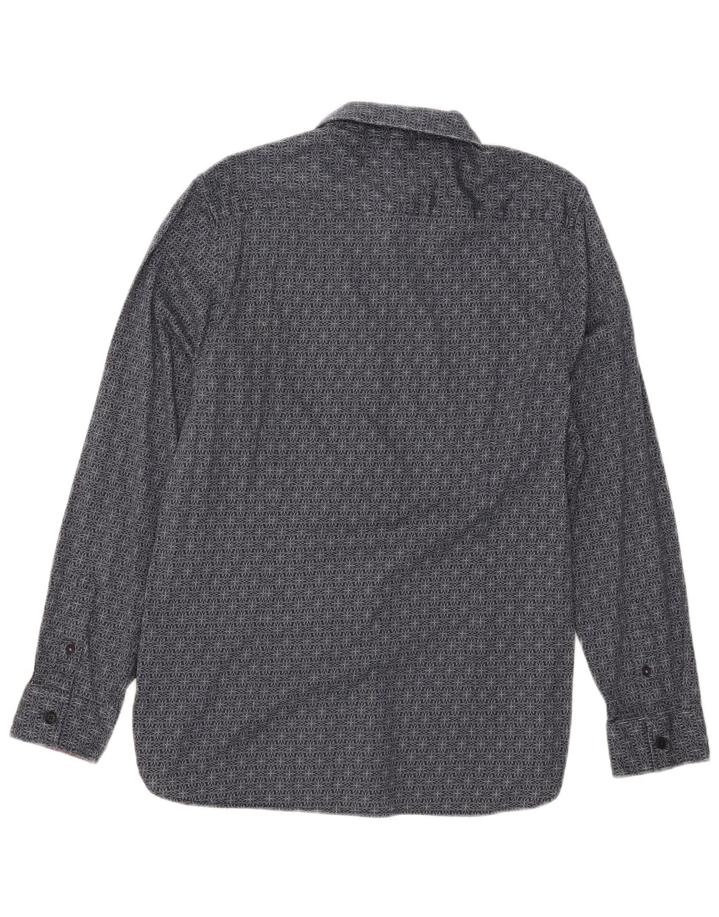 Ted Baker Mens Slim Fit Shirt Size 4 Large Navy Blue Geometric Cotton - Image 2