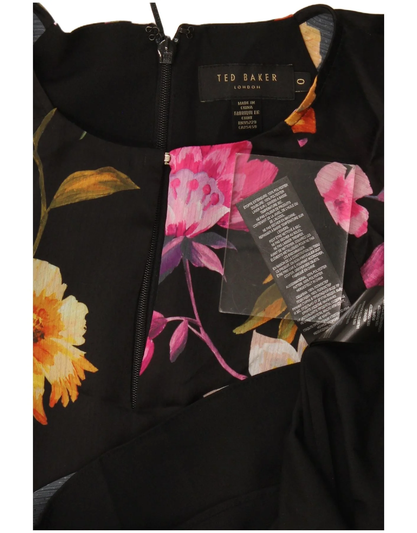 Ted Baker Womens A-Line Dress Size 0 2XS Black Floral Polyester - Image 3