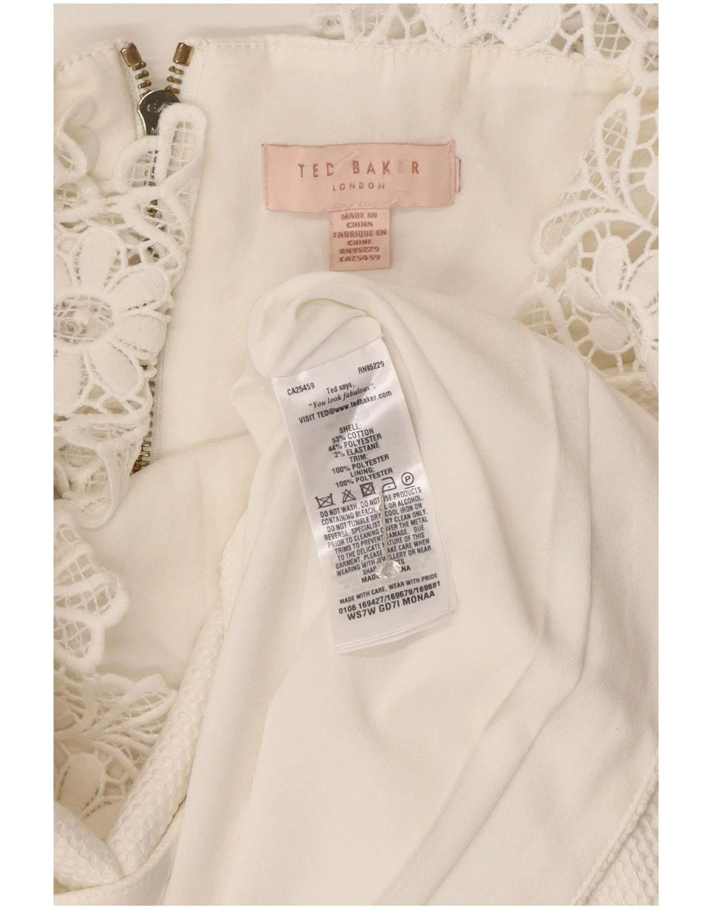 Ted Baker Womens Sleeveless A-Line Dress UK 4 XS White Polyester - Image 5