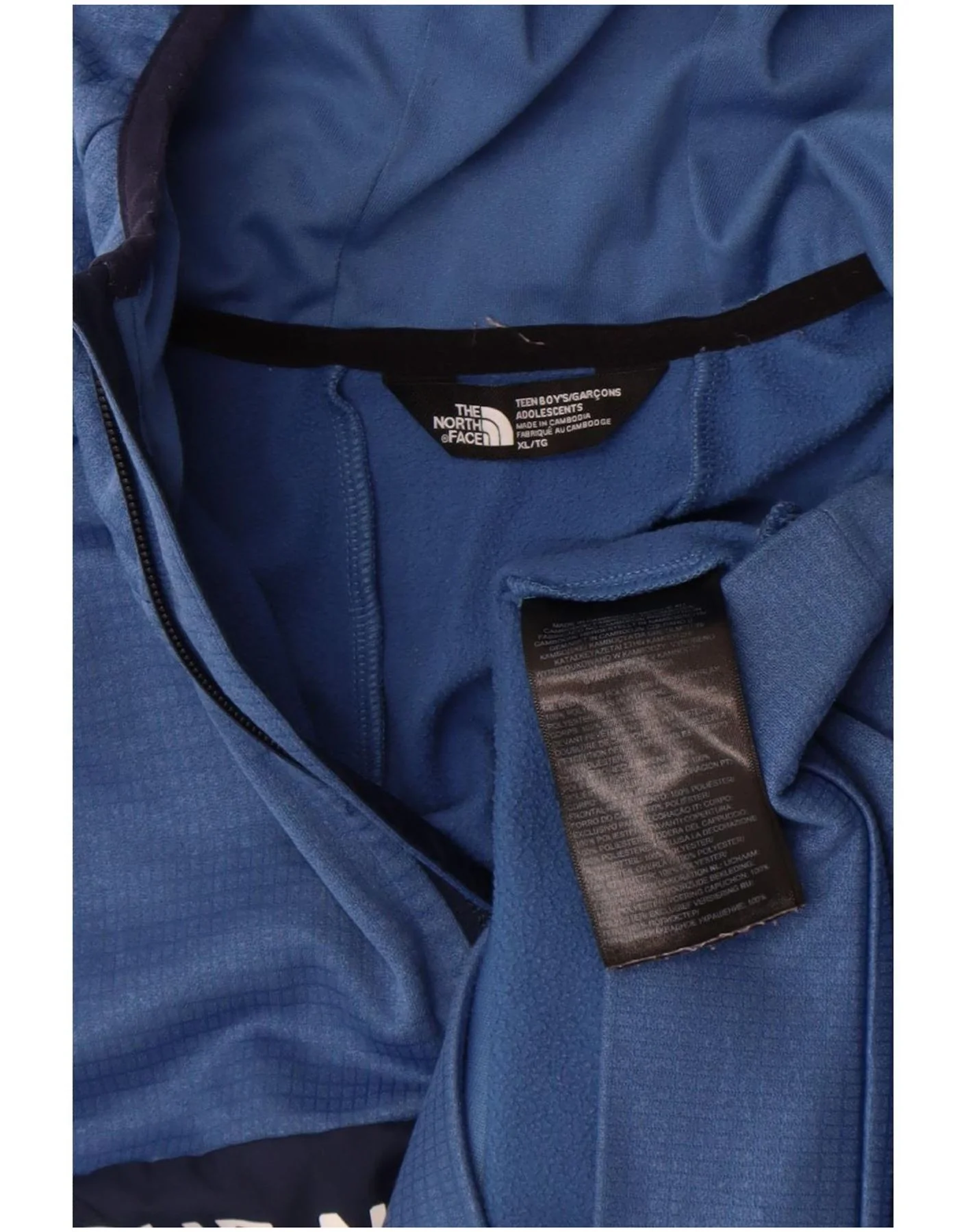The North Face Boys Graphic Hoodie Jumper 14-15 Years XL Blue Colourblock - Image 3