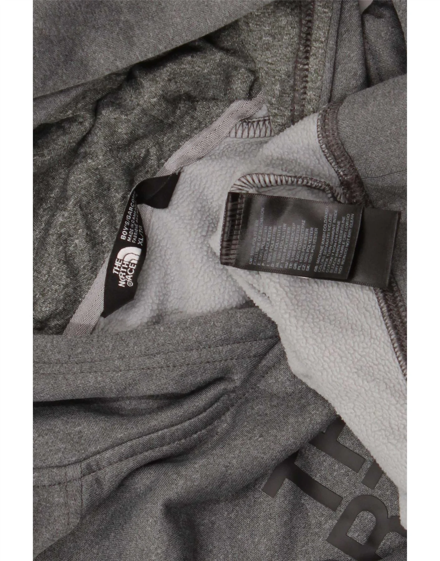 The North Face Boys Graphic Hoodie Jumper 14-15 Years XL Grey Polyester - Image 3