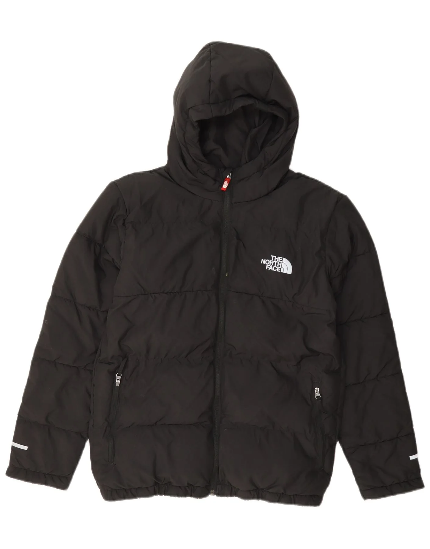 The North Face Boys Hooded Padded Jacket 14-15 Years XL Black Polyester