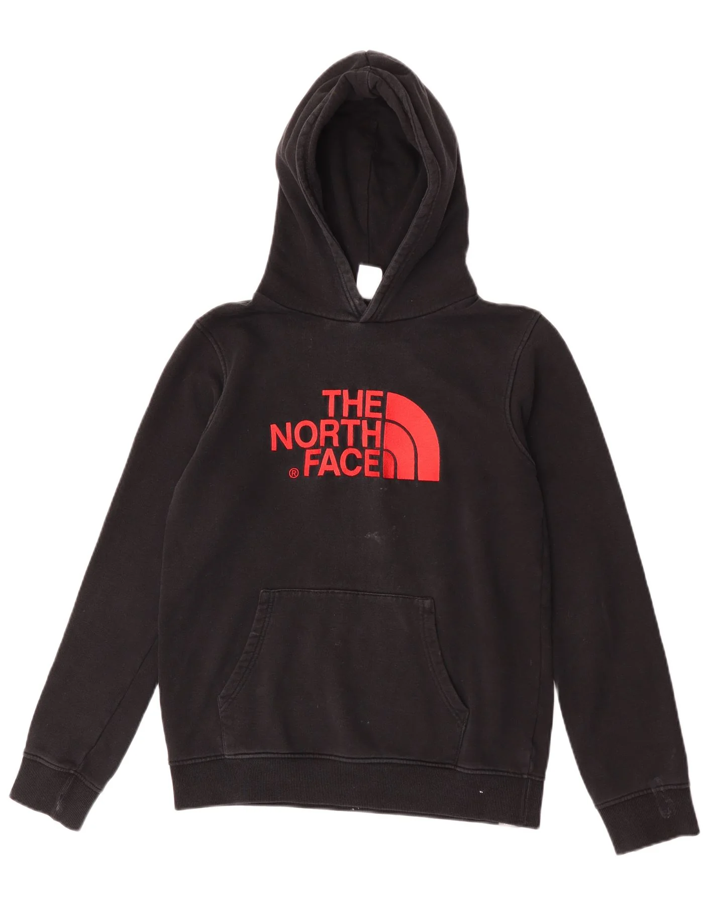 The North Face Girls Graphic Hoodie Jumper 13-14 Years XL Black Cotton