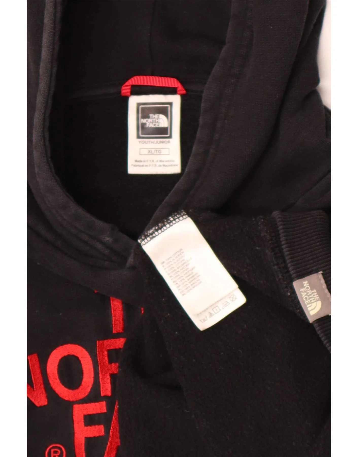 The North Face Girls Graphic Hoodie Jumper 13-14 Years XL Black Cotton - Image 5