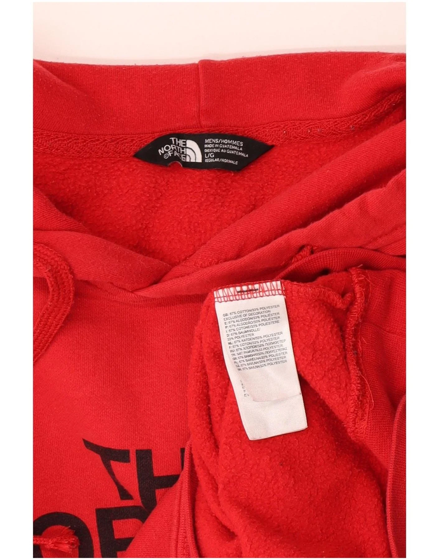 The North Face Mens Graphic Hoodie Jumper Large Red Cotton - Image 4