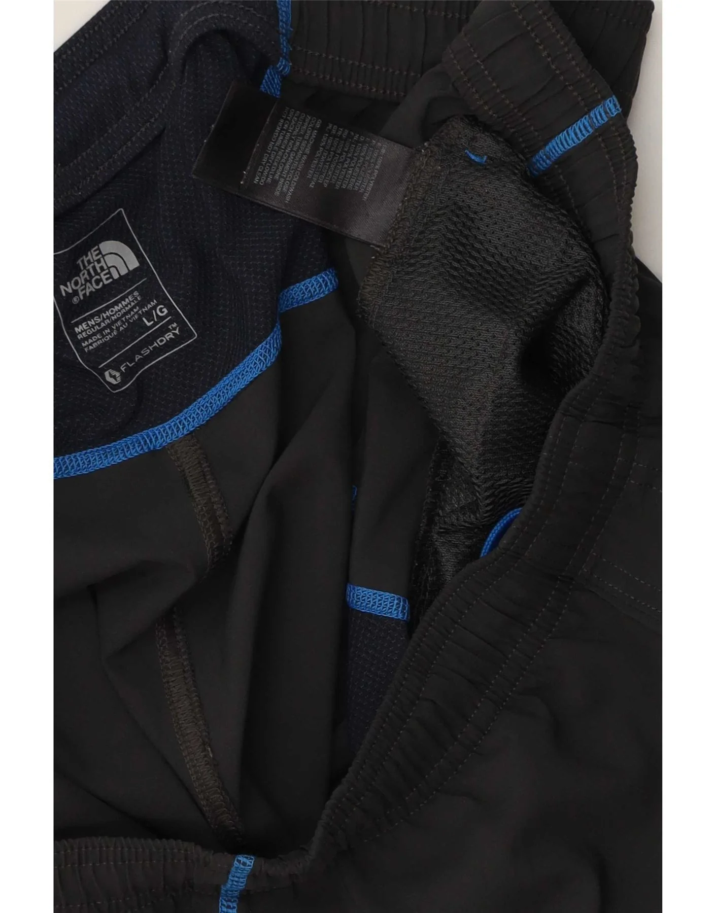 The North Face Mens Graphic Sport Shorts Large Black Striped Polyester - Image 3