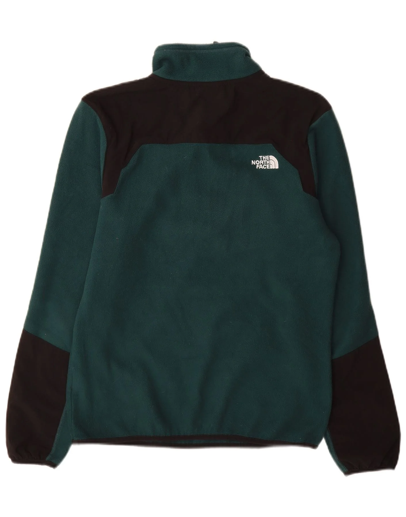 The North Face Mens Zip Neck Fleece Jumper Medium Green Colourblock - Image 2