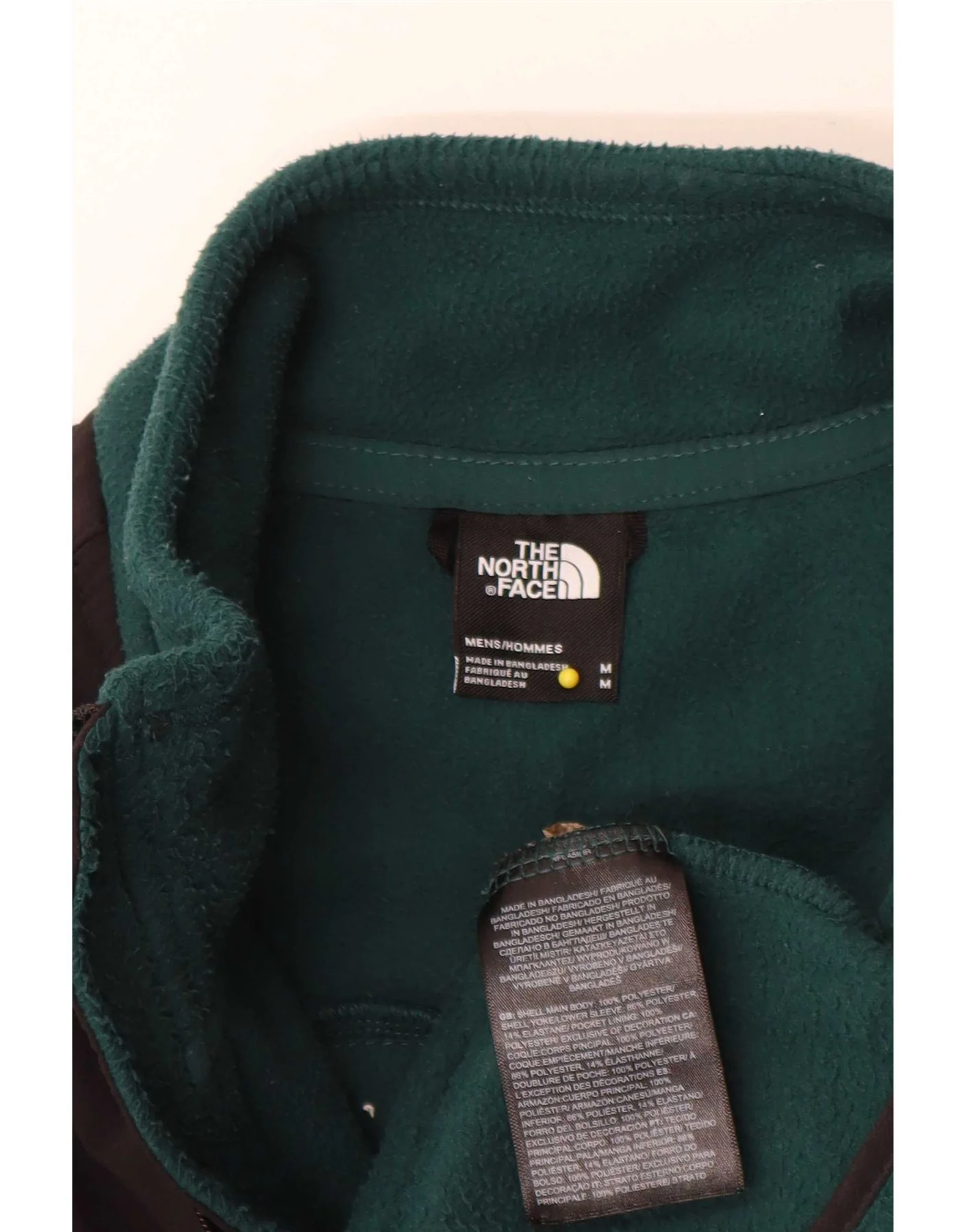 The North Face Mens Zip Neck Fleece Jumper Medium Green Colourblock - Image 3