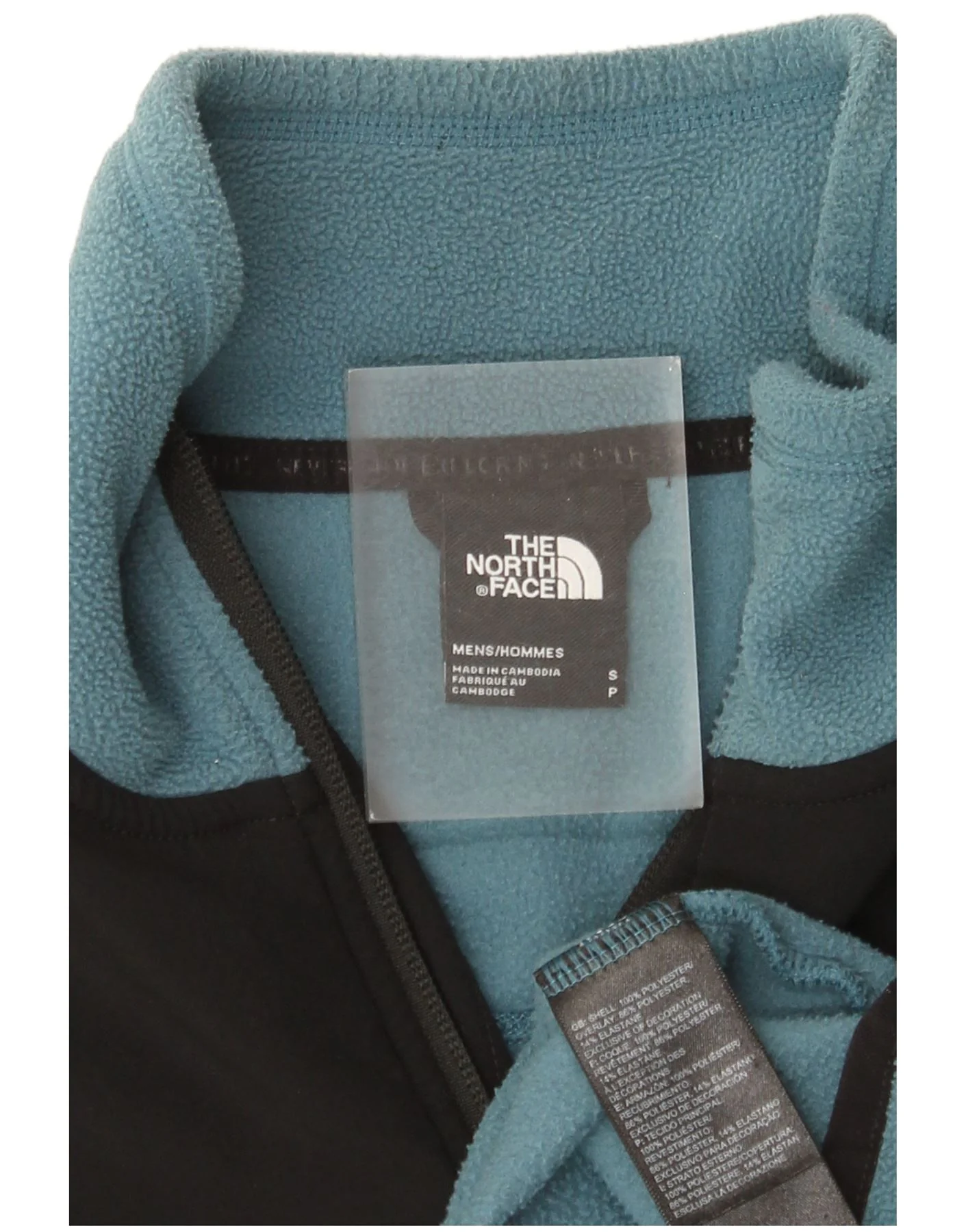 The North Face Mens Zip Neck Fleece Jumper Small Blue Colourblock Polyester - Image 4