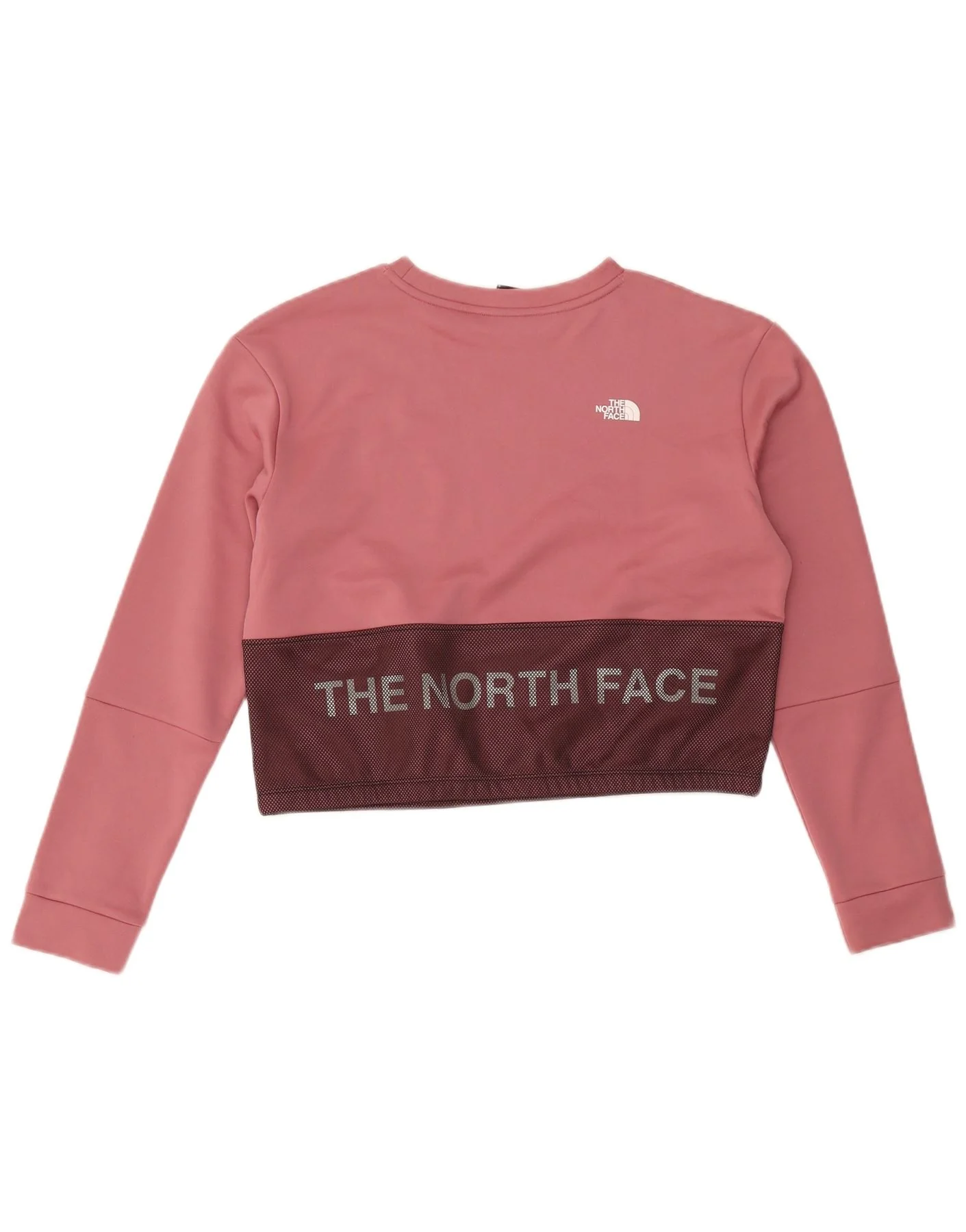 The North Face Womens Crop Sweatshirt Jumper UK 16 Large Pink Colourblock - Image 2