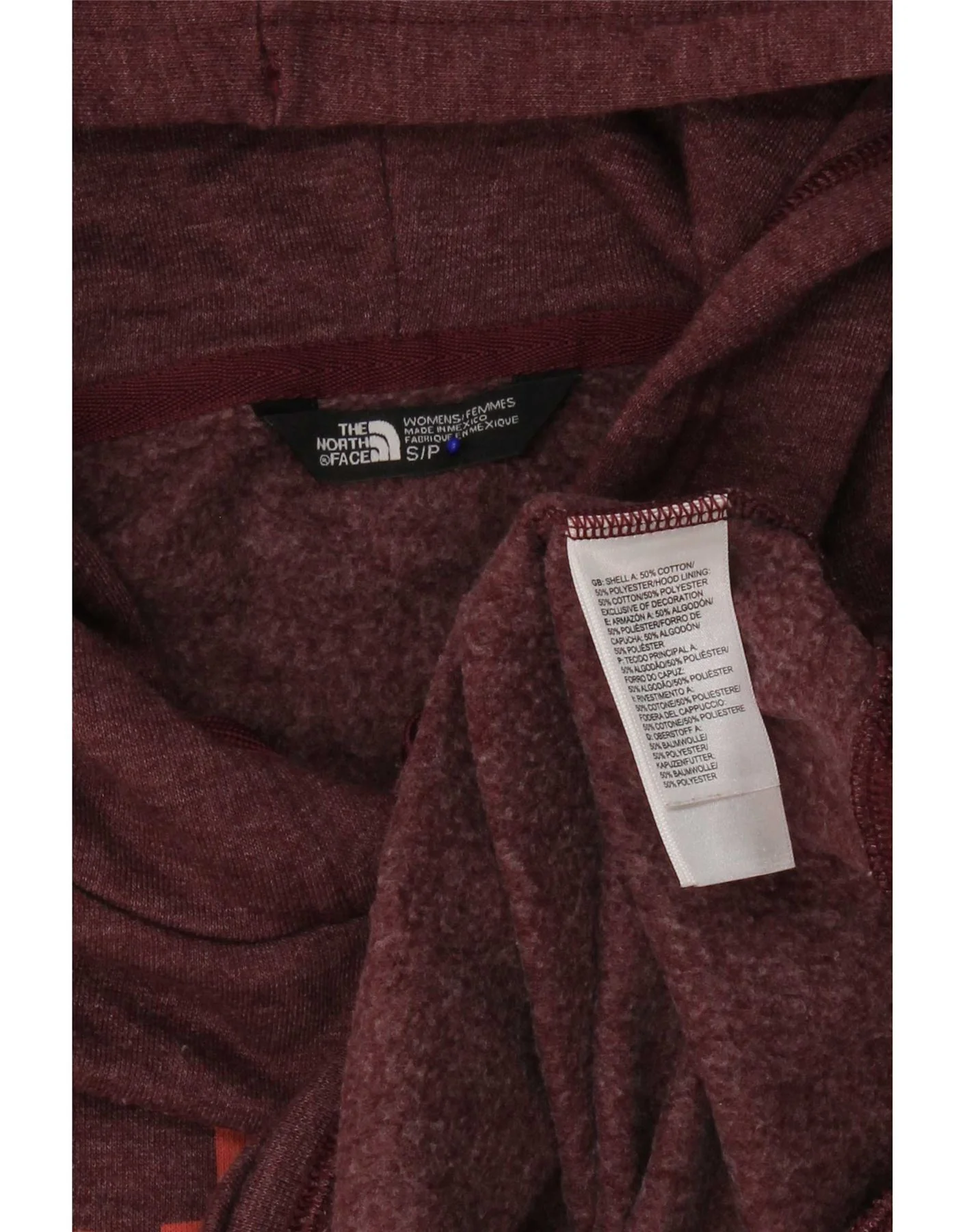 The North Face Womens Graphic Hoodie Jumper UK 10 Small Burgundy Cotton - Image 3