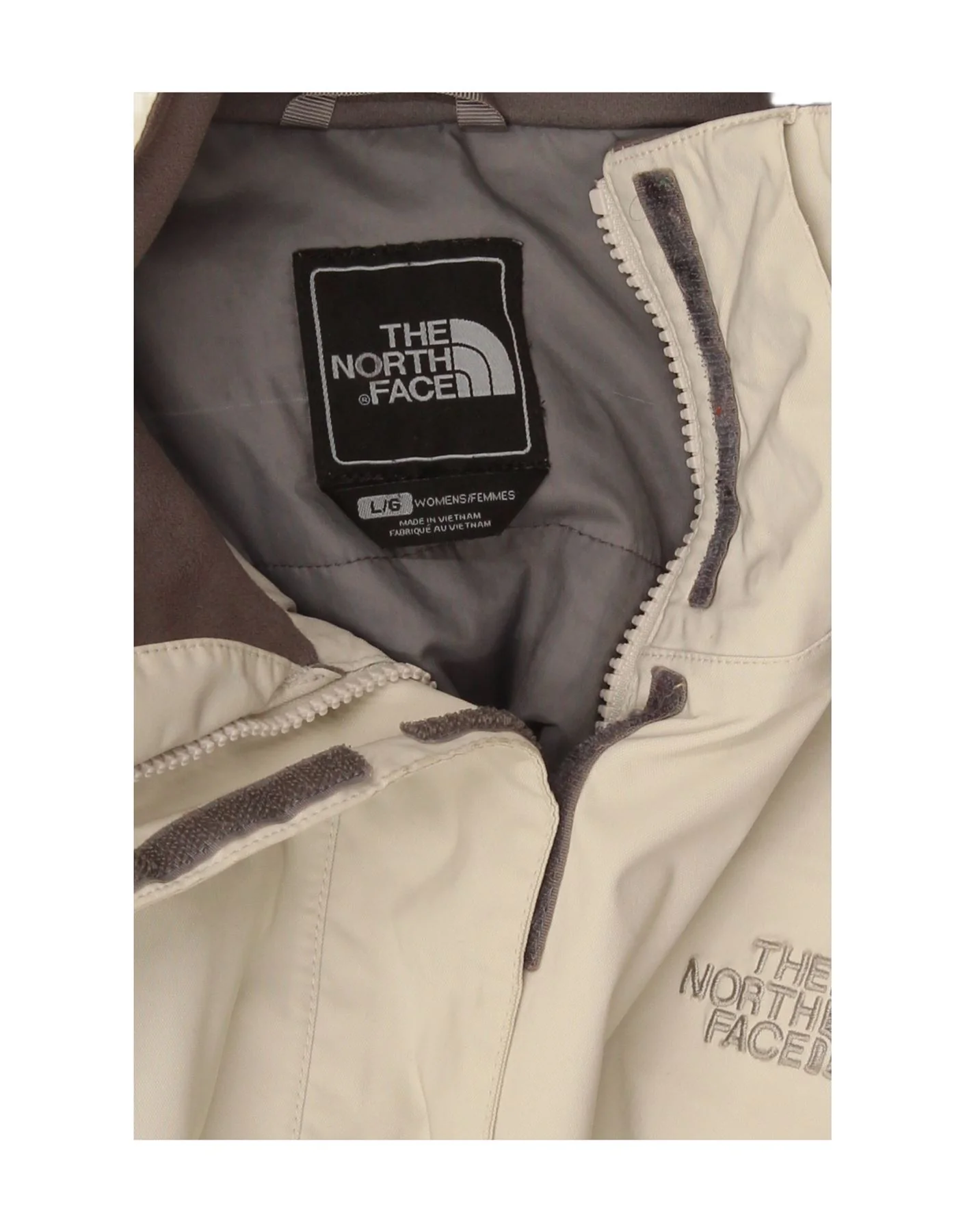The North Face Womens Hooded Windbreaker Jacket UK 16 Large Off White - Image 4