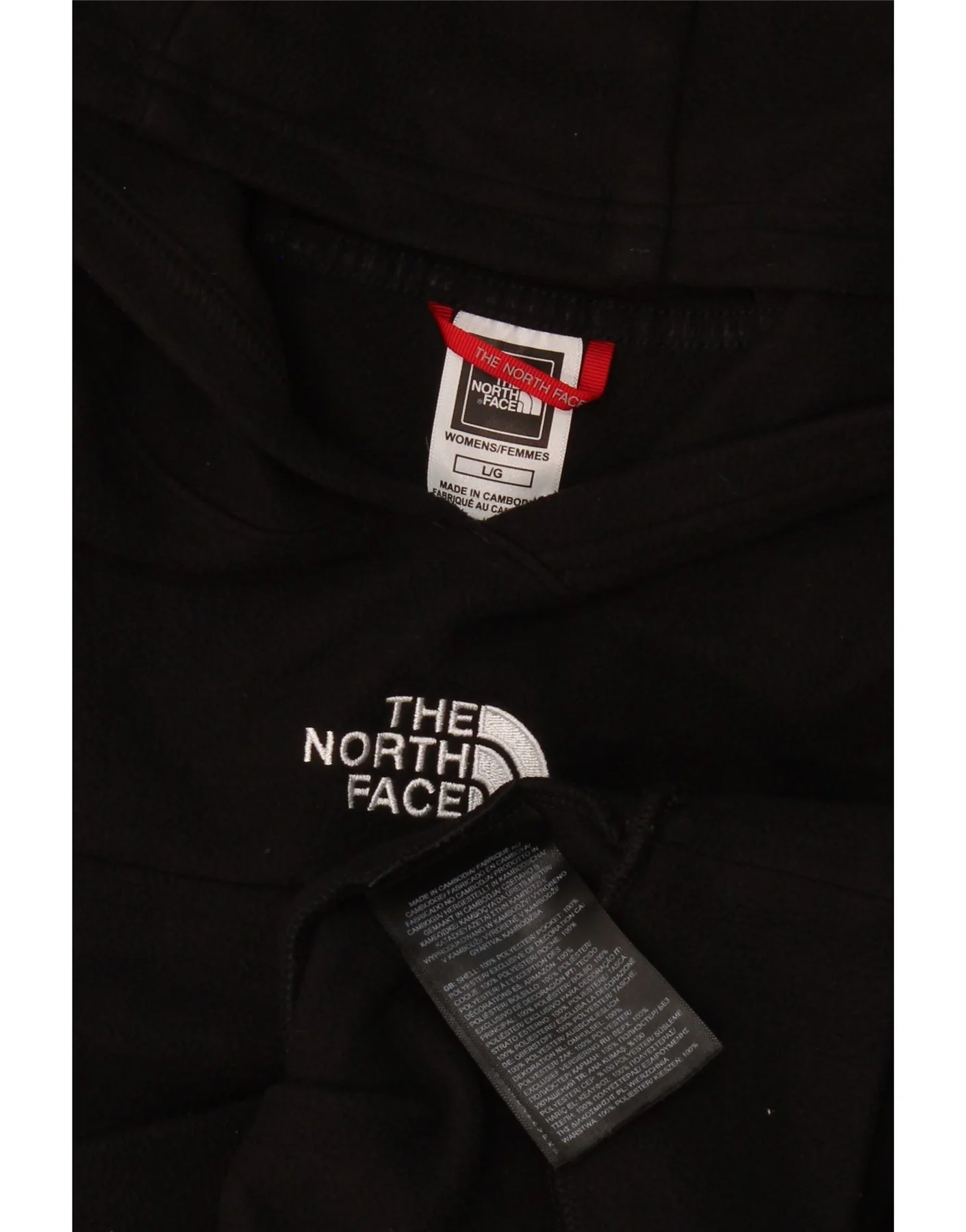 The North Face Womens Hoodie Jumper UK 16 Large Black Polyester - Image 3