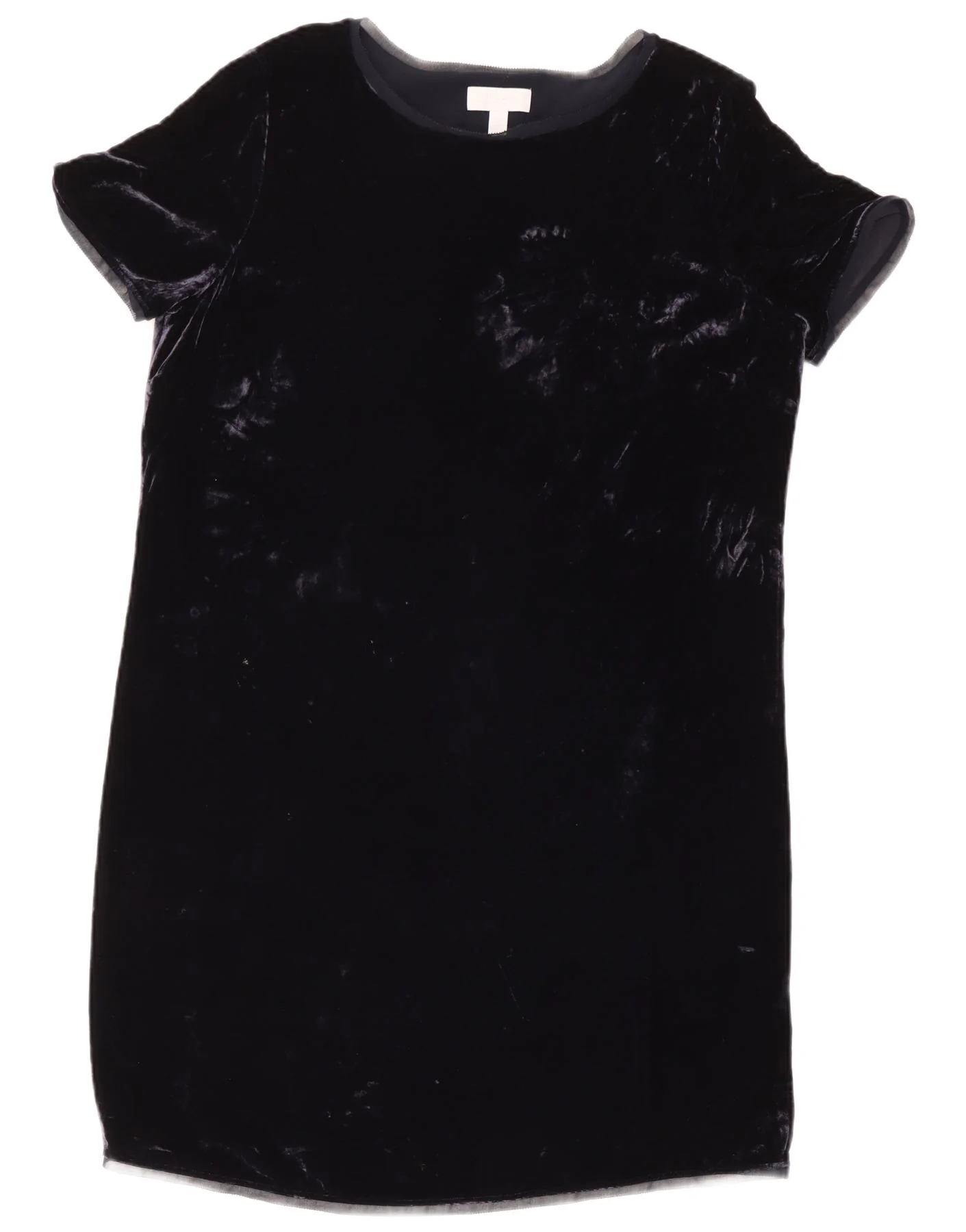 The White Company Womens Label Velvet Shift Dress UK 14 Large Navy Blue