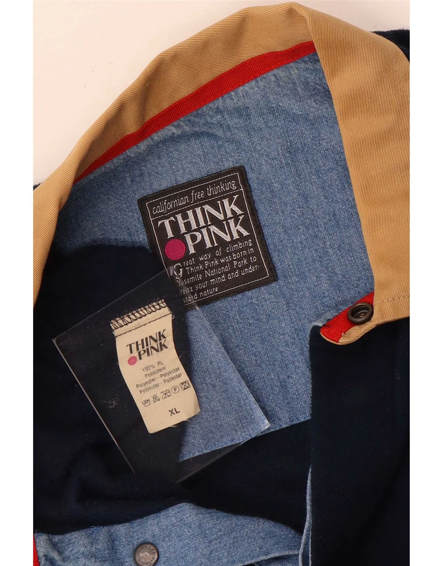 Think Pink Mens Polo Neck Fleece Jumper XL Navy Blue Polyester - Image 3