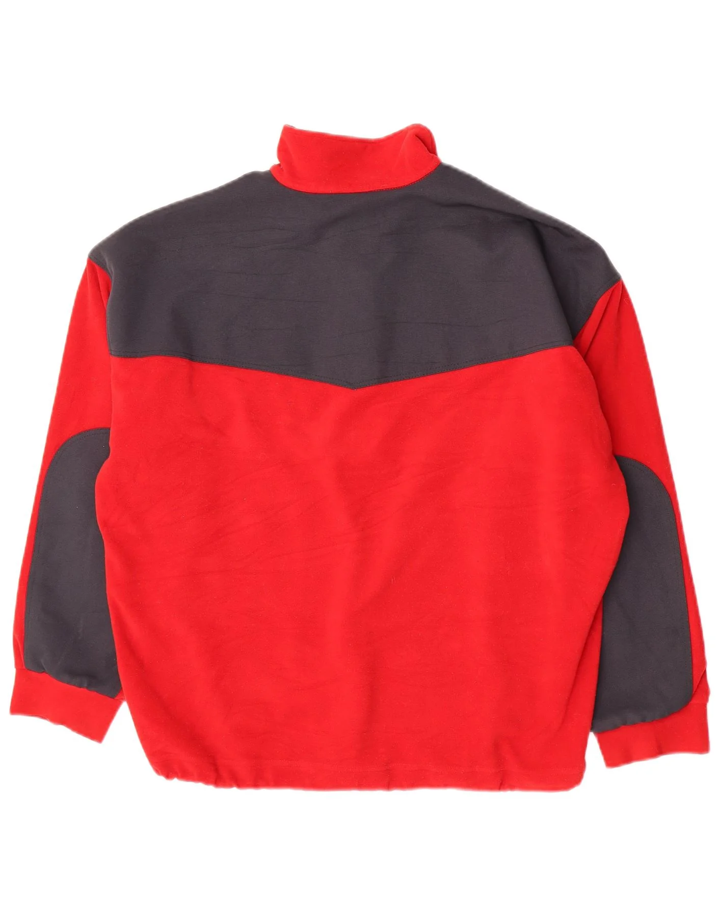 Think Pink Mens Zip Neck Fleece Jumper Large Red Colourblock Polyester - Image 2