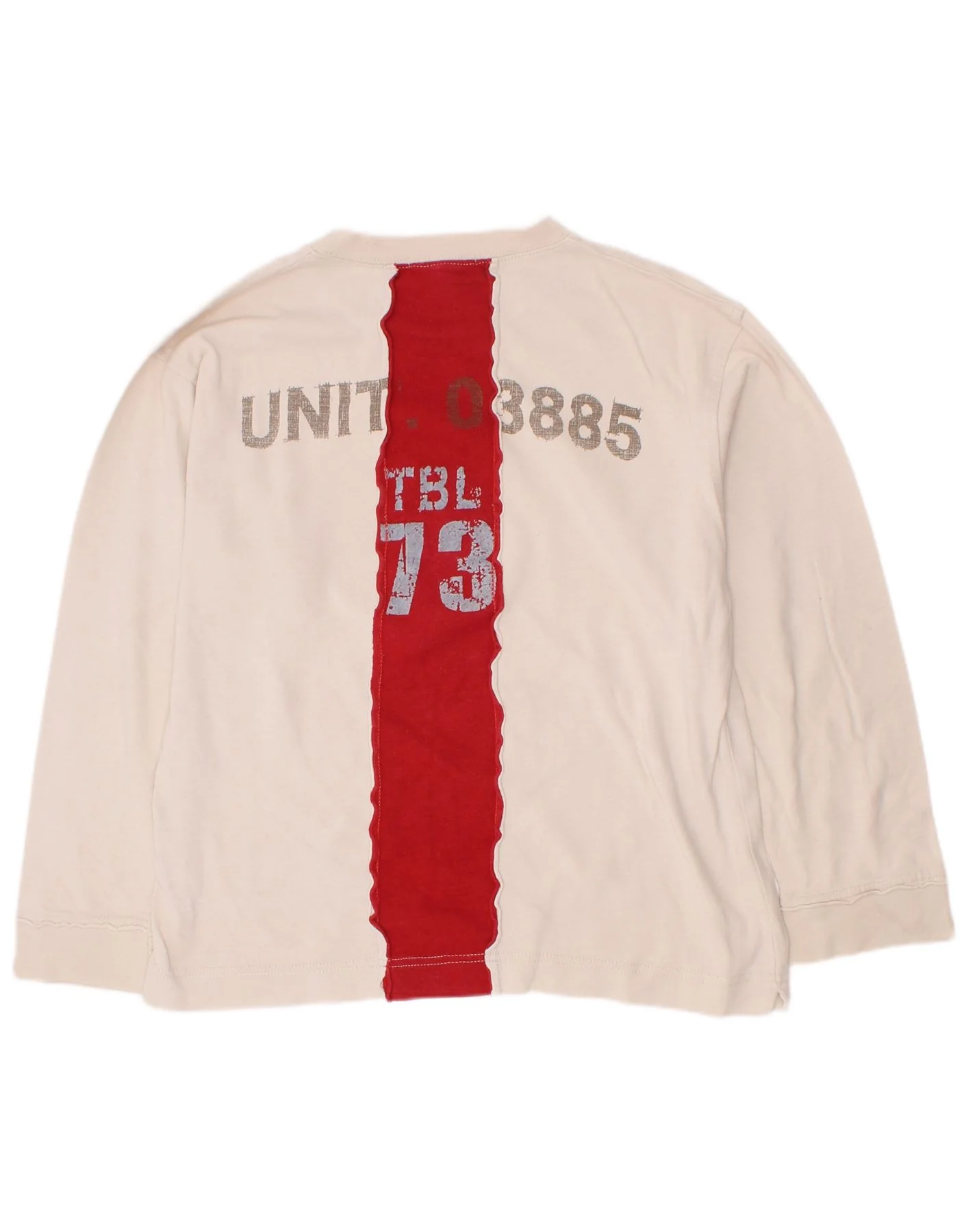 Timberland Boys Graphic Top Long Sleeve 7-8 Years Beige Colourblock Cotton - Image 2