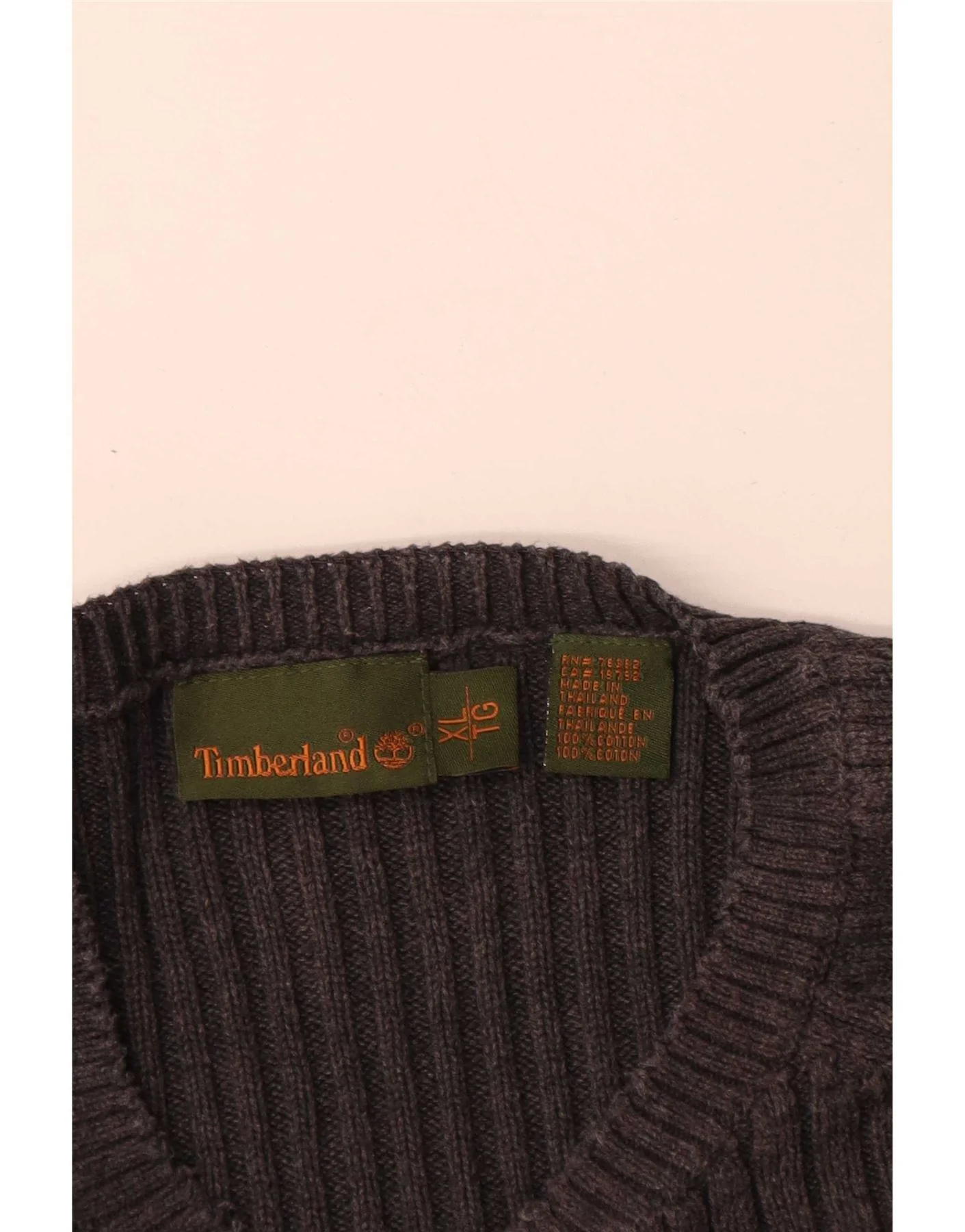 Timberland Mens Boat Neck Jumper Sweater XL Grey Cotton - Image 3