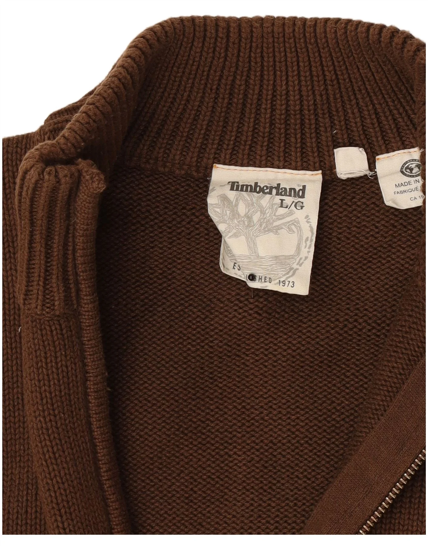 Timberland Mens Cardigan Sweater Large Brown - Image 3