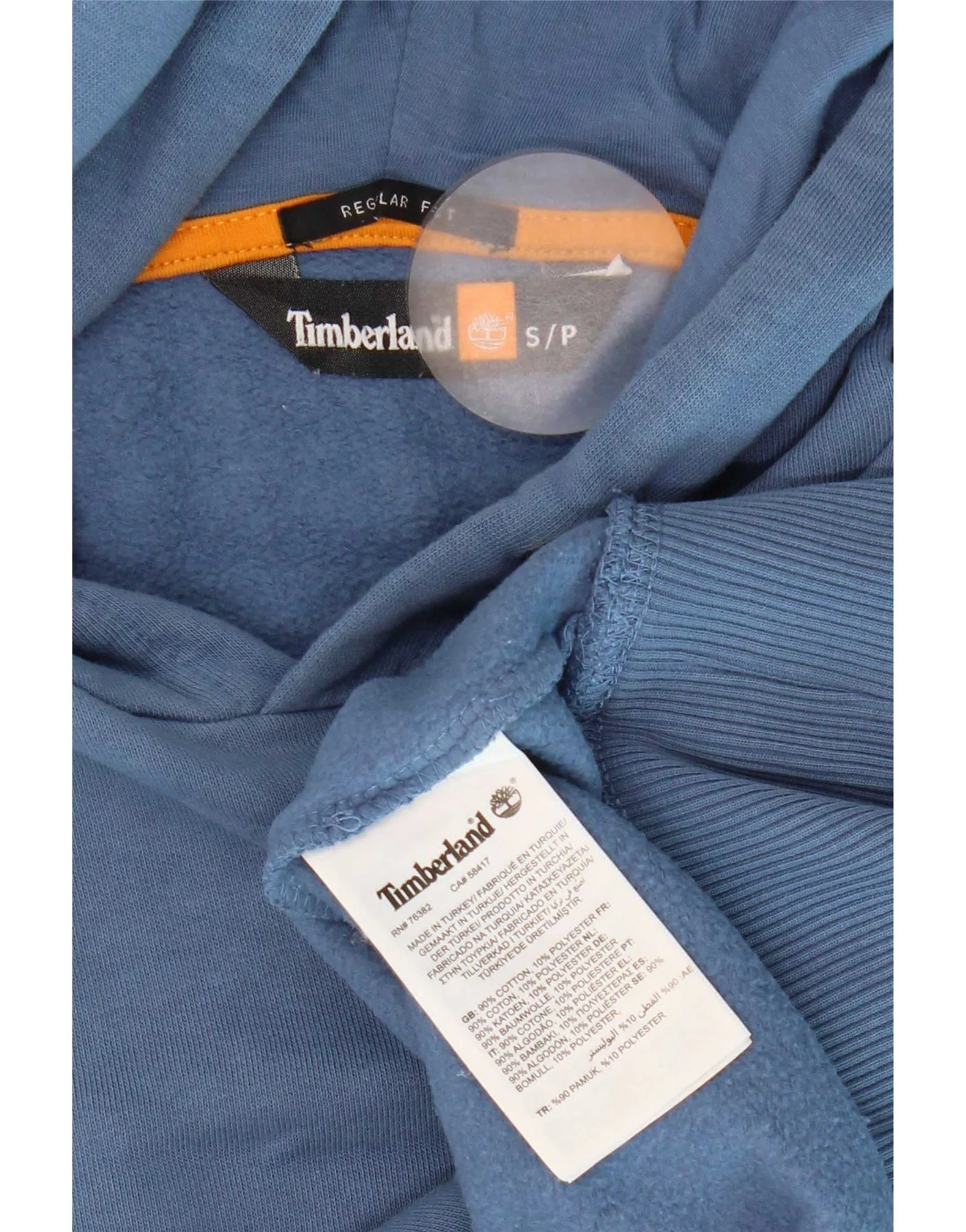 Timberland Mens Graphic Regular Fit Hoodie Jumper Small Blue Cotton - Image 4