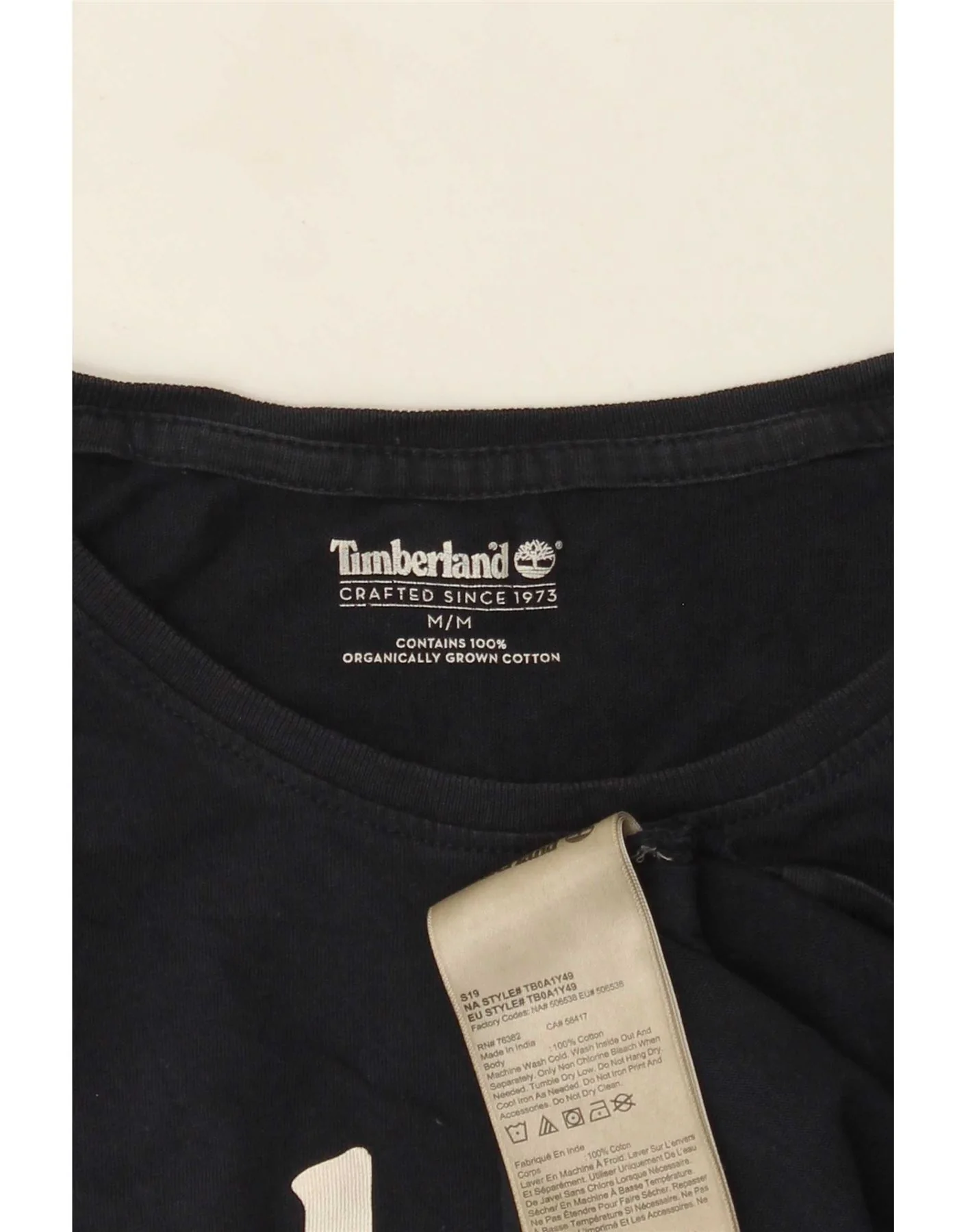 Timberland Mens Graphic T-Shirt Top Medium Navy Blue Cotton - Image 4