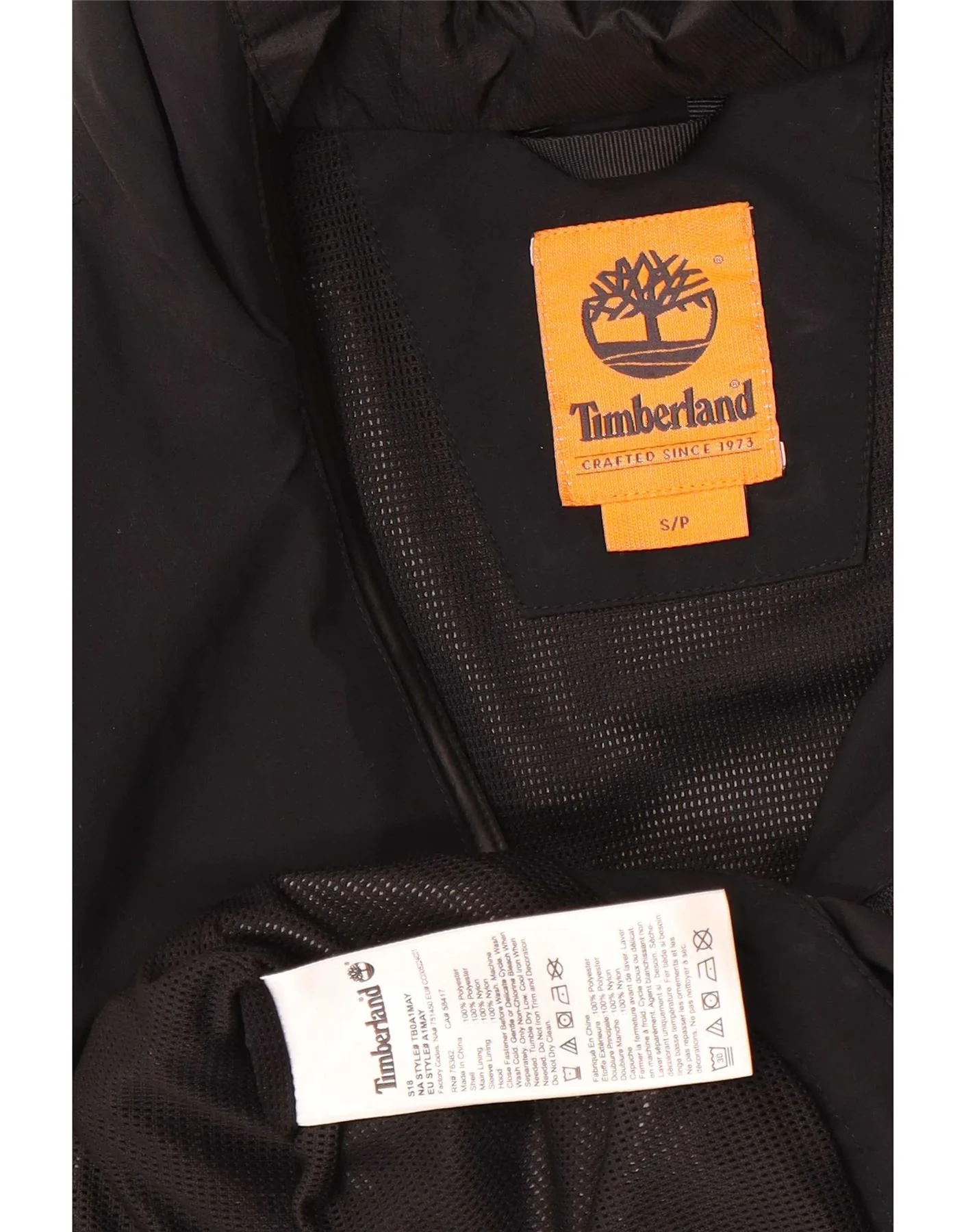 Timberland Mens Hooded Rain Jacket UK 36 Small Black Polyester - Image 7