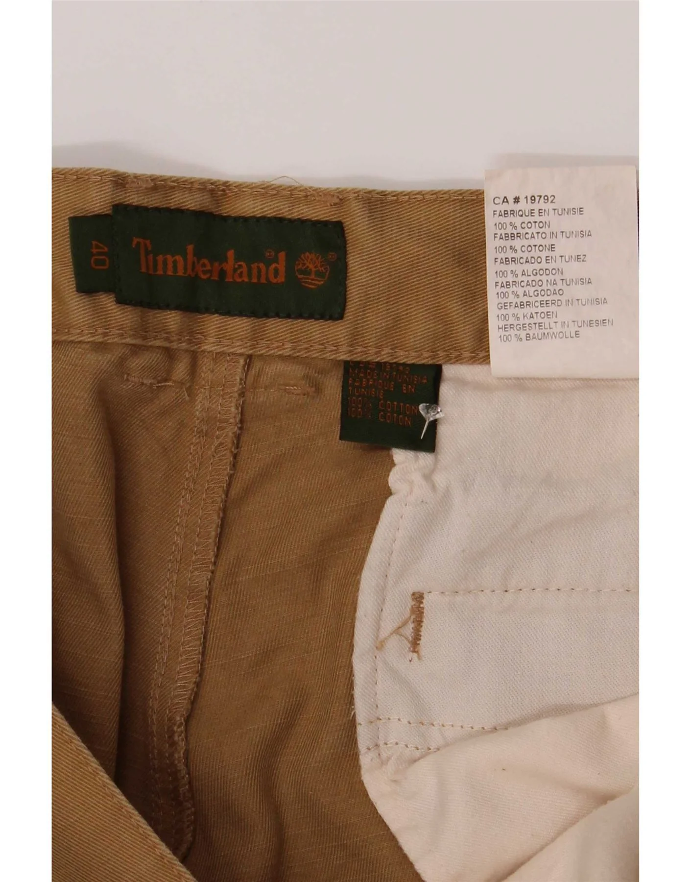 Timberland Mens Regular Chino Trousers W40 L32 Beige Cotton - Image 3