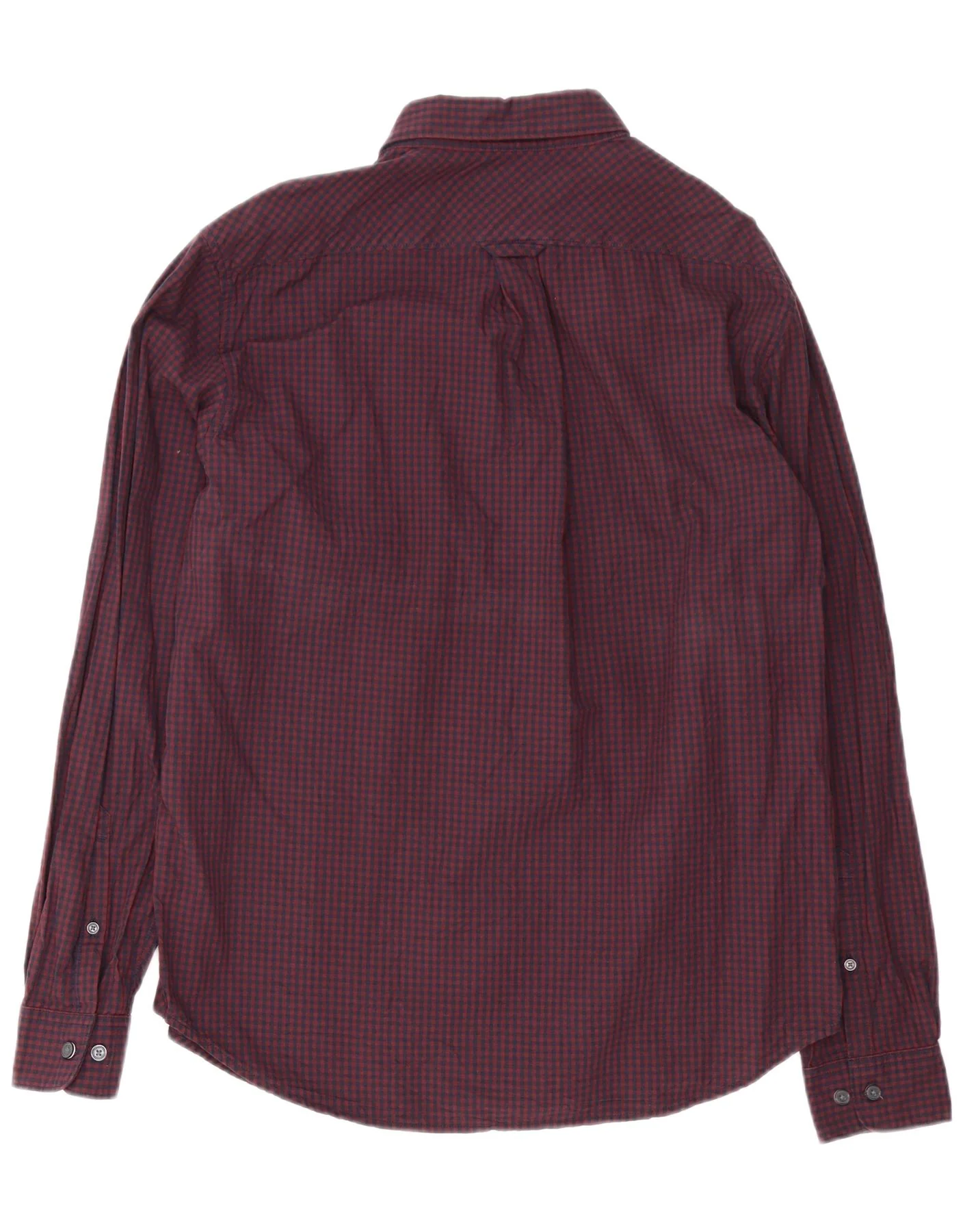 Timberland Mens Regular Fit Shirt Large Burgundy Gingham Cotton - Image 2
