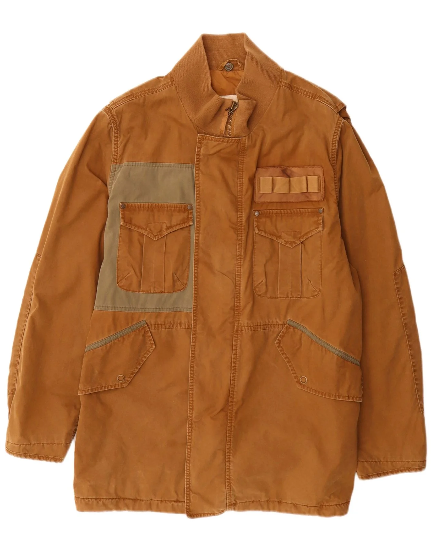 Timberland Mens Regular Fit Utility Jacket UK 42 XL Brown Colourblock Army